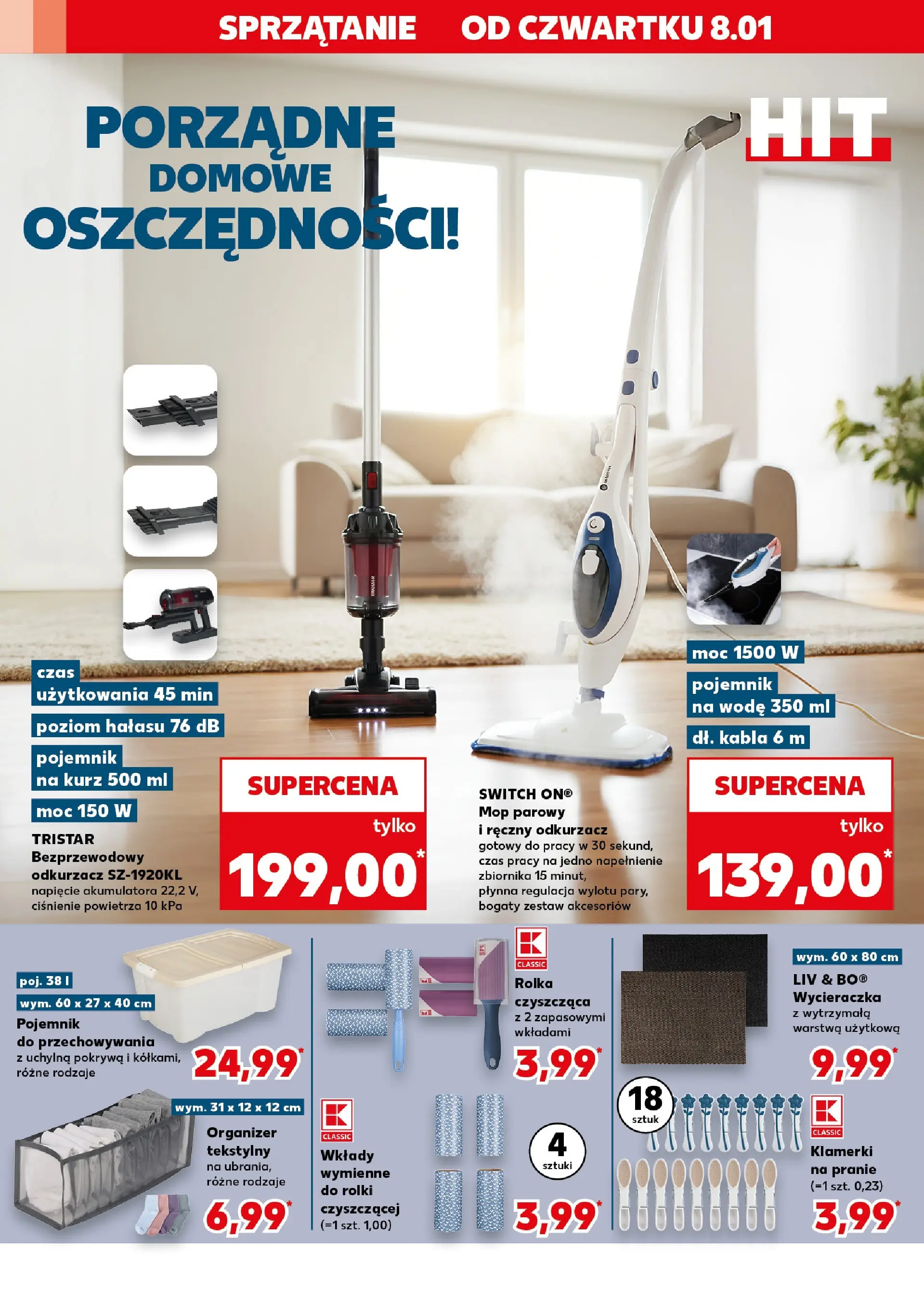 Kaufland gazetka - Mega okazje od 08.01.2026 - od jutra PDF | Strona: 8 | Produkty: Rolki, Odkurzacz, Mop parowy, Wycieraczka