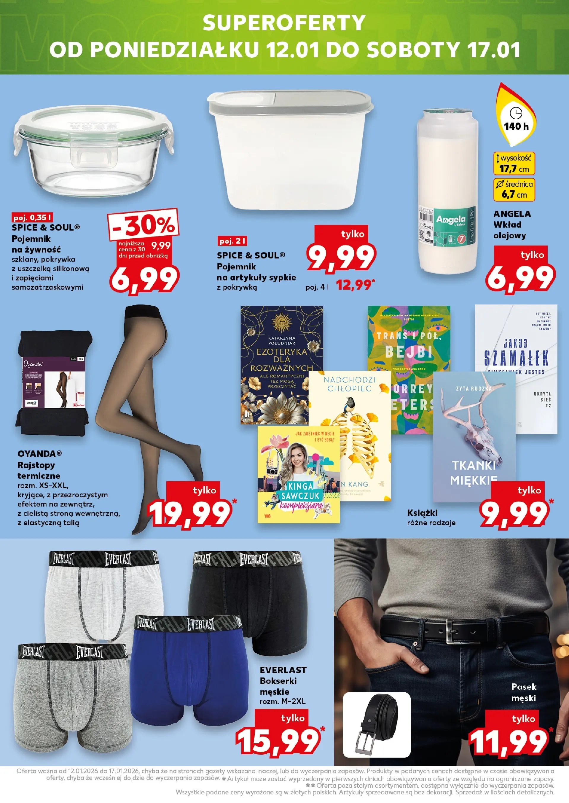 Kaufland gazetka - Mega okazje od 08.01.2026 - od jutra PDF | Strona: 16 | Produkty: Bokserki, Pasek, Rajstopy, Książki