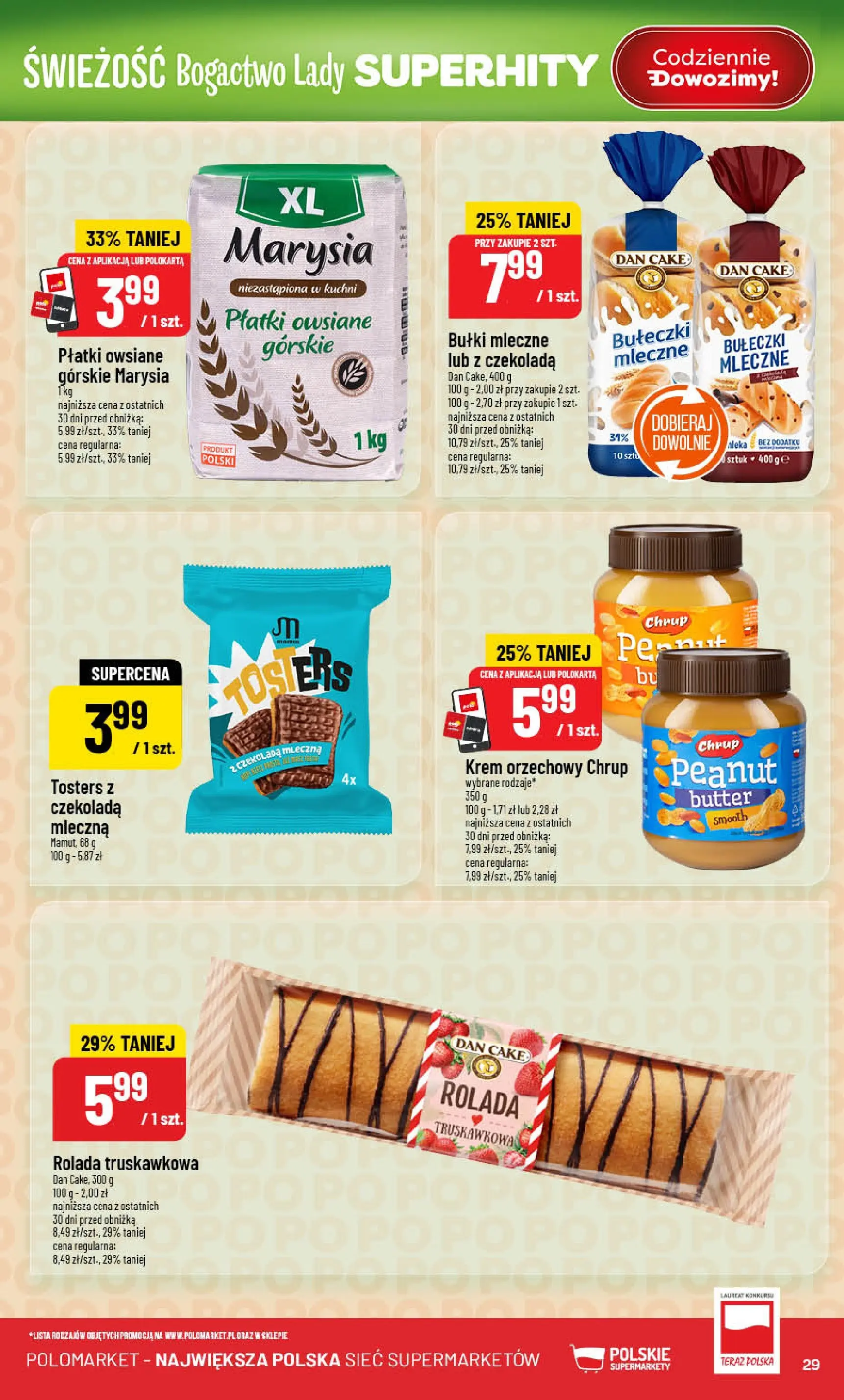 Nowa POLOmarket gazetka od jutra 07.01.2026 (PDF) | Strona: 29 | Produkty: Krem orzechowy, Rolada truskawkowa, Czekolada, Krem