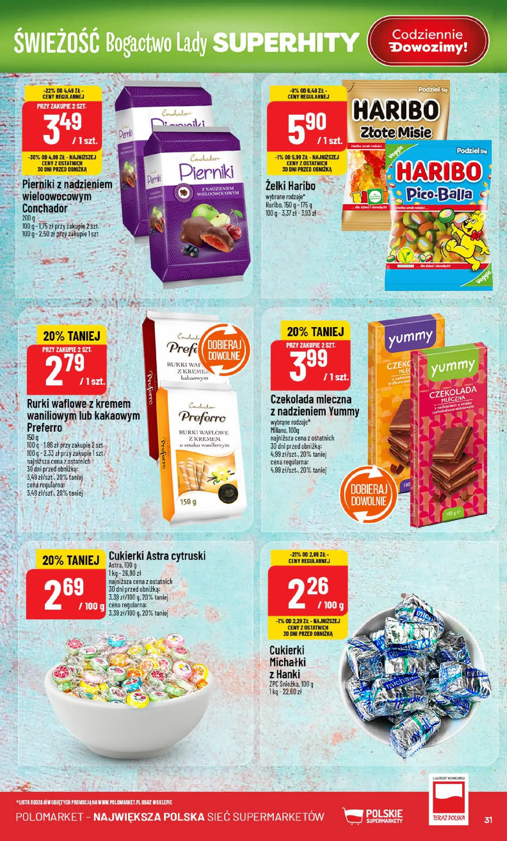 Nowa POLOmarket gazetka od jutra 07.01.2026 (PDF) | Strona: 31 | Produkty: Żelki haribo, Żelki, Czekolada, Cukierki