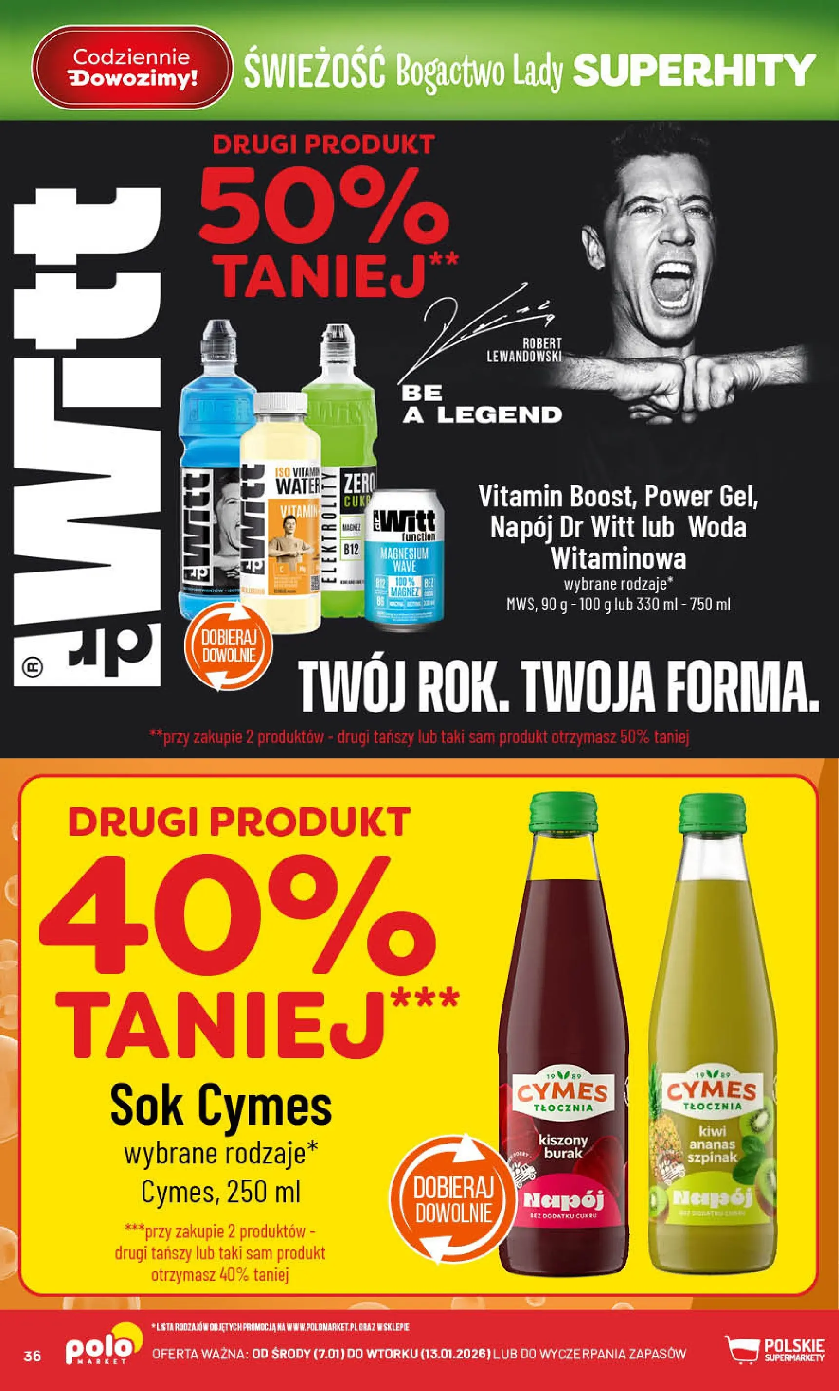Nowa POLOmarket gazetka od jutra 07.01.2026 (PDF) | Strona: 36 | Produkty: Szpinak, Ananas, Kiwi, Woda