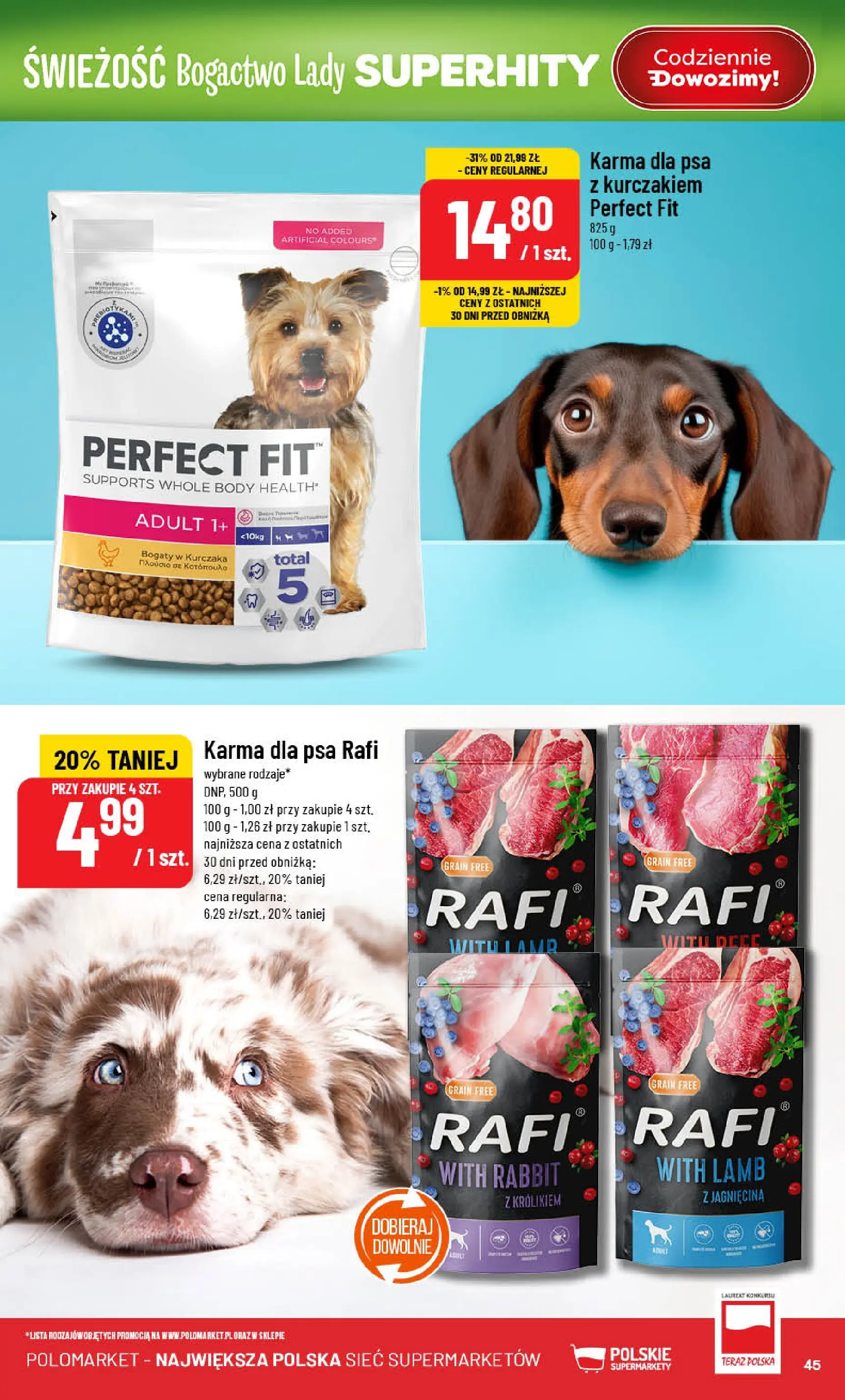 Nowa POLOmarket gazetka od jutra 07.01.2026 (PDF) | Strona: 45 | Produkty: Jagnięcina, Karma dla psa, Body