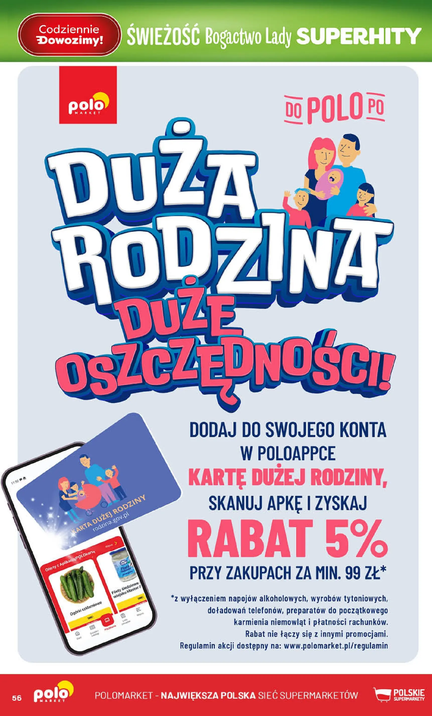 Nowa POLOmarket gazetka od jutra 07.01.2026 (PDF) | Strona: 56 | Produkty: Karta, Ogórki