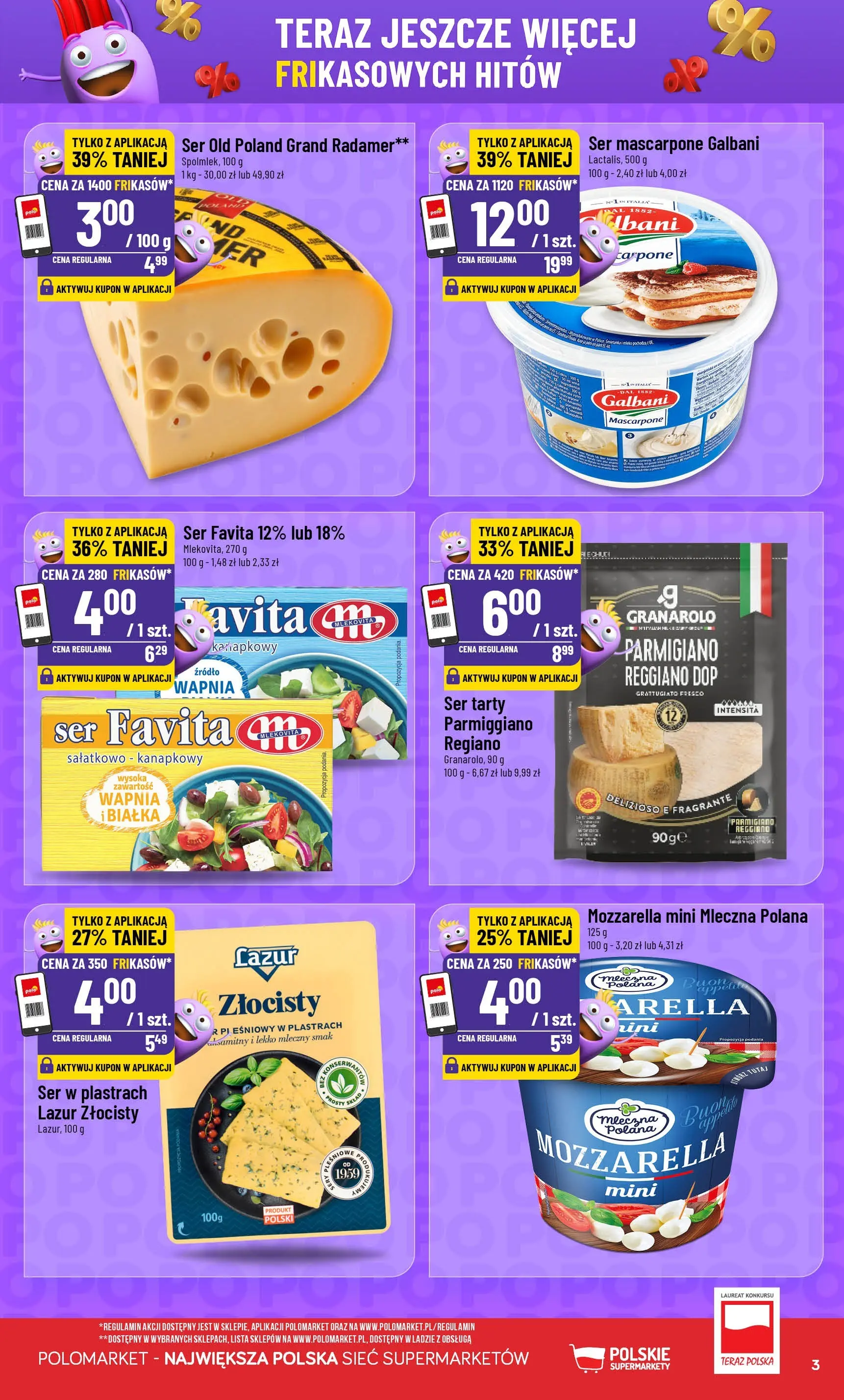 Nowa POLOmarket gazetka od jutra 07.01.2026 (PDF) | Strona: 3 | Produkty: Ser favita, Sery, Mleko, Ser mascarpone