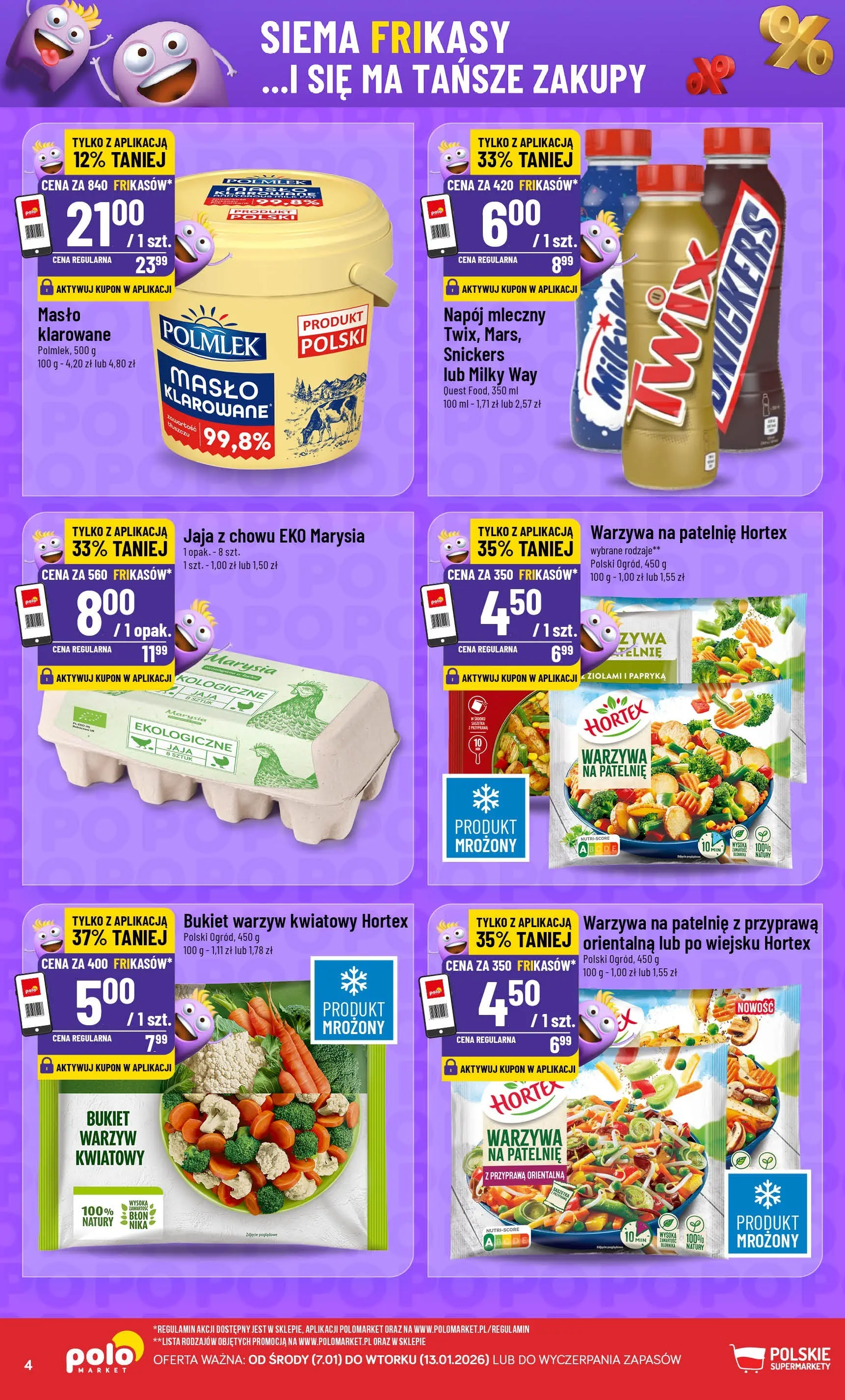 Nowa POLOmarket gazetka od jutra 07.01.2026 (PDF) | Strona: 4 | Produkty: Masło klarowane, Warzywa na patelnie, Papryka, Warzywa