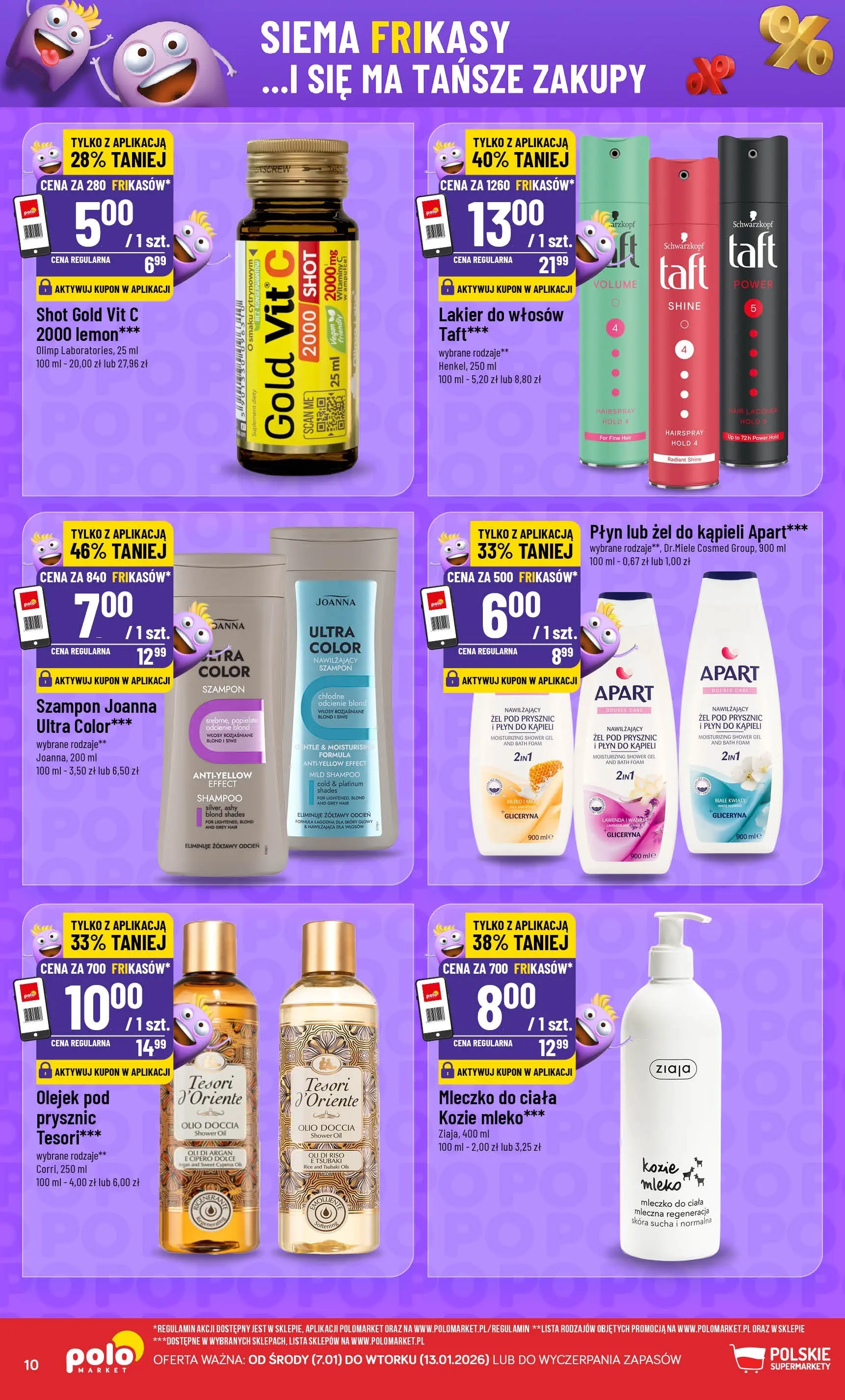 Nowa POLOmarket gazetka od jutra 07.01.2026 (PDF) | Strona: 10 | Produkty: Prysznic, Mleko, Mleczko do ciała, Kwiaty
