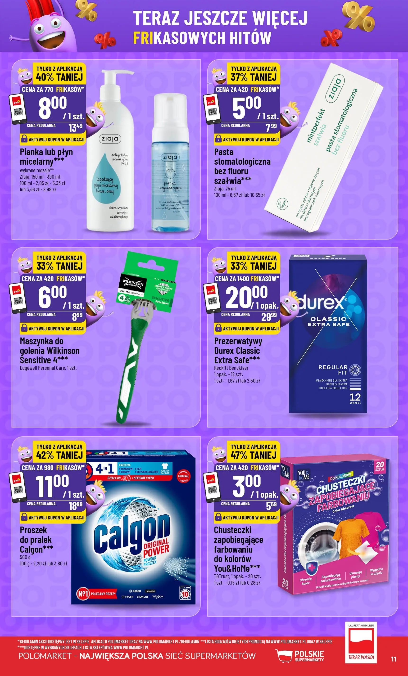 Nowa POLOmarket gazetka od jutra 07.01.2026 (PDF) | Strona: 11 | Produkty: Prezerwatywy, Calgon
