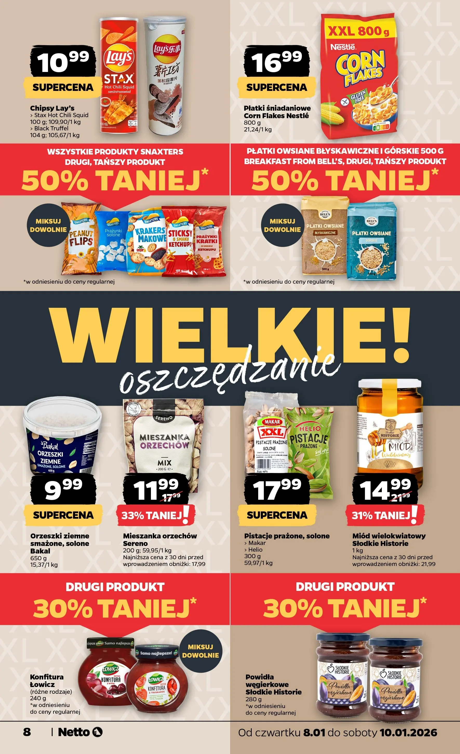Netto gazetka - Spożywcza od 08.01.2026 - Aktualne promocje | Strona: 8 | Produkty: Chili, Płatki śniadaniowe, Orzeszki ziemne, Płatki