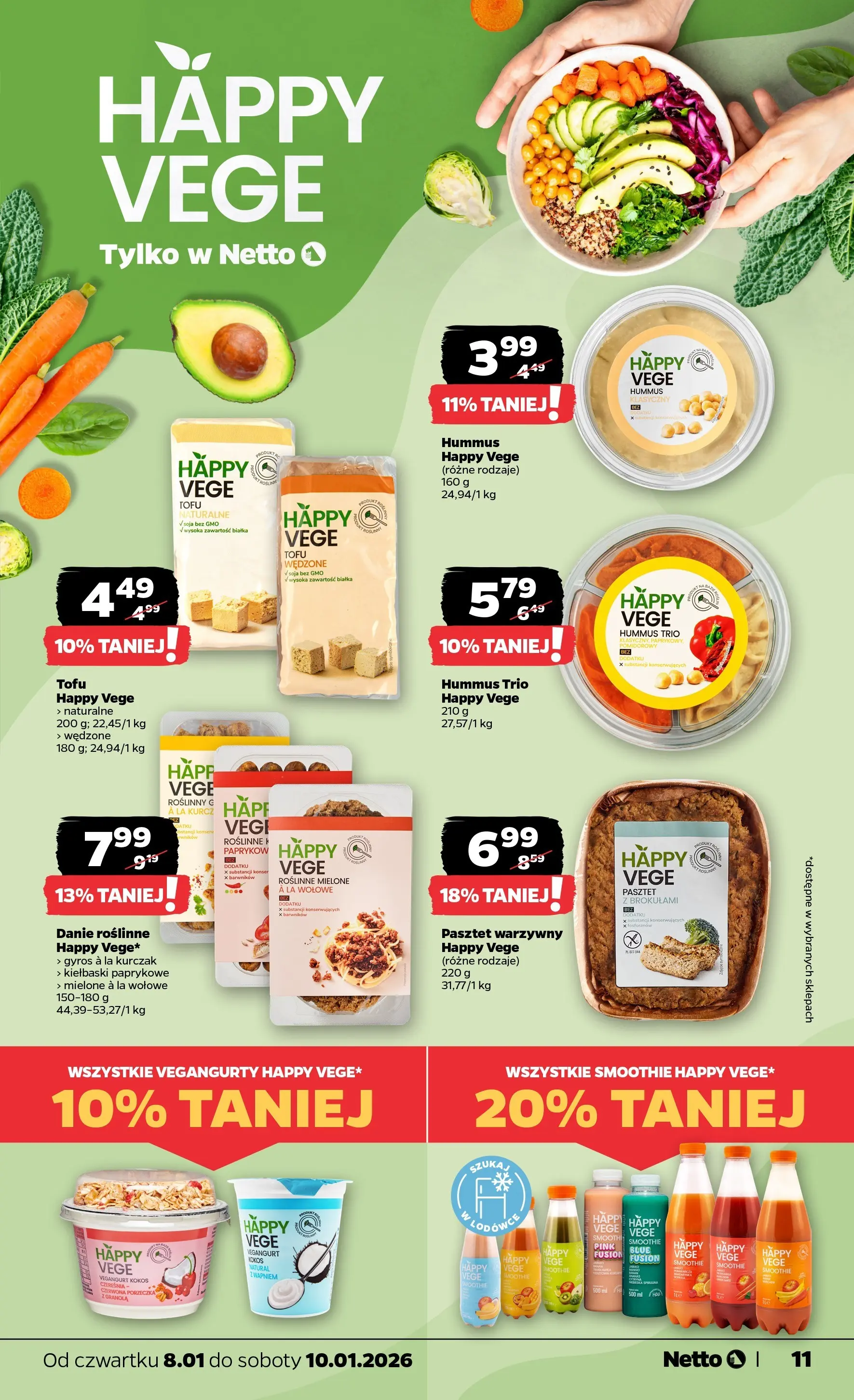Netto gazetka - Spożywcza od 08.01.2026 - Aktualne promocje | Strona: 11 | Produkty: Granola, Kiełbaski, Porzeczka, Soja