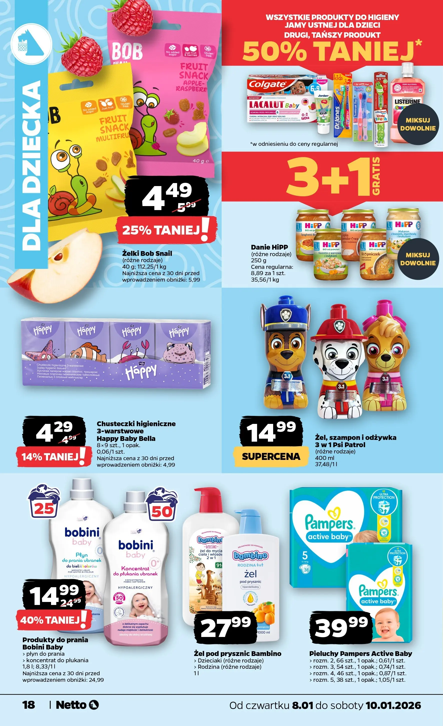 Netto gazetka - Spożywcza od 08.01.2026 - Aktualne promocje | Strona: 18 | Produkty: Pampers, Żelki, Szampon, Żel pod prysznic