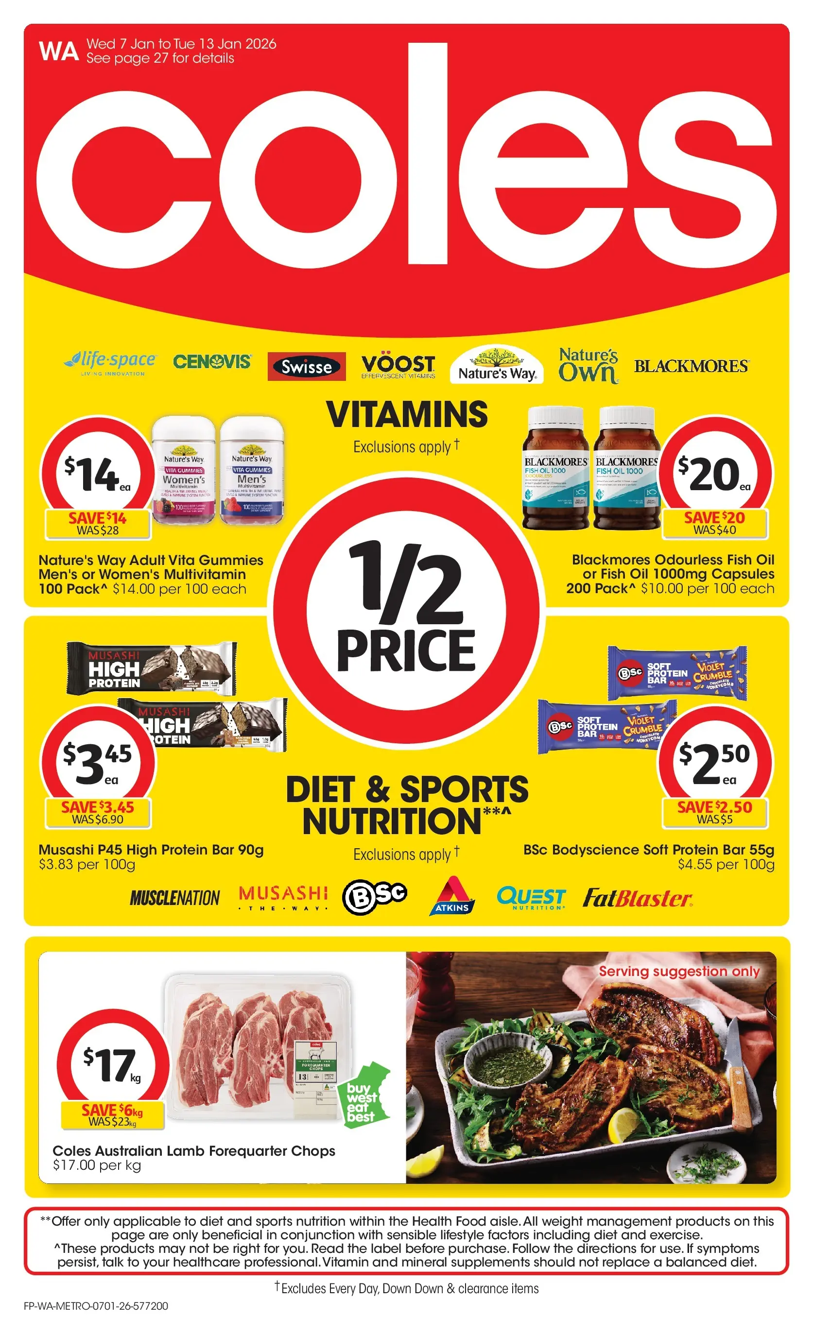 ﻿Coles catalogue valid from 07/01/2026 > Online Australia | Page: 1 | Products: Oil, Lamb, Fish oil, Multivitamin