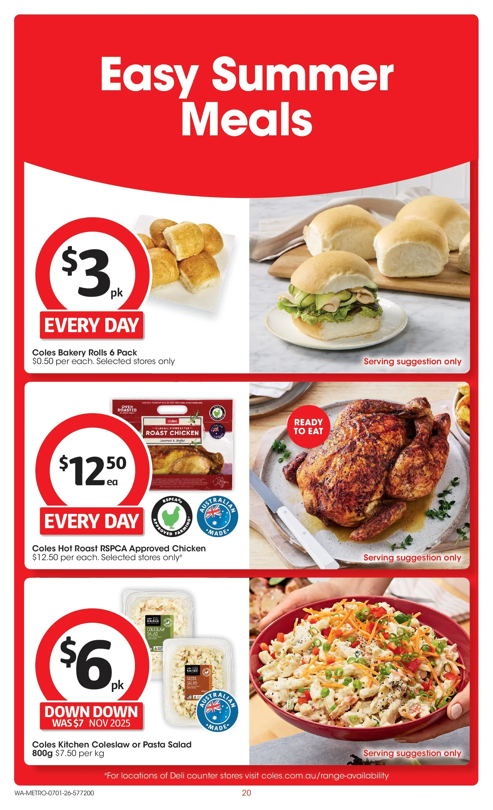 ﻿Coles catalogue valid from 07/01/2026 > Online Australia | Page: 20 | Products: Chicken, Salad, Oven, Bakery
