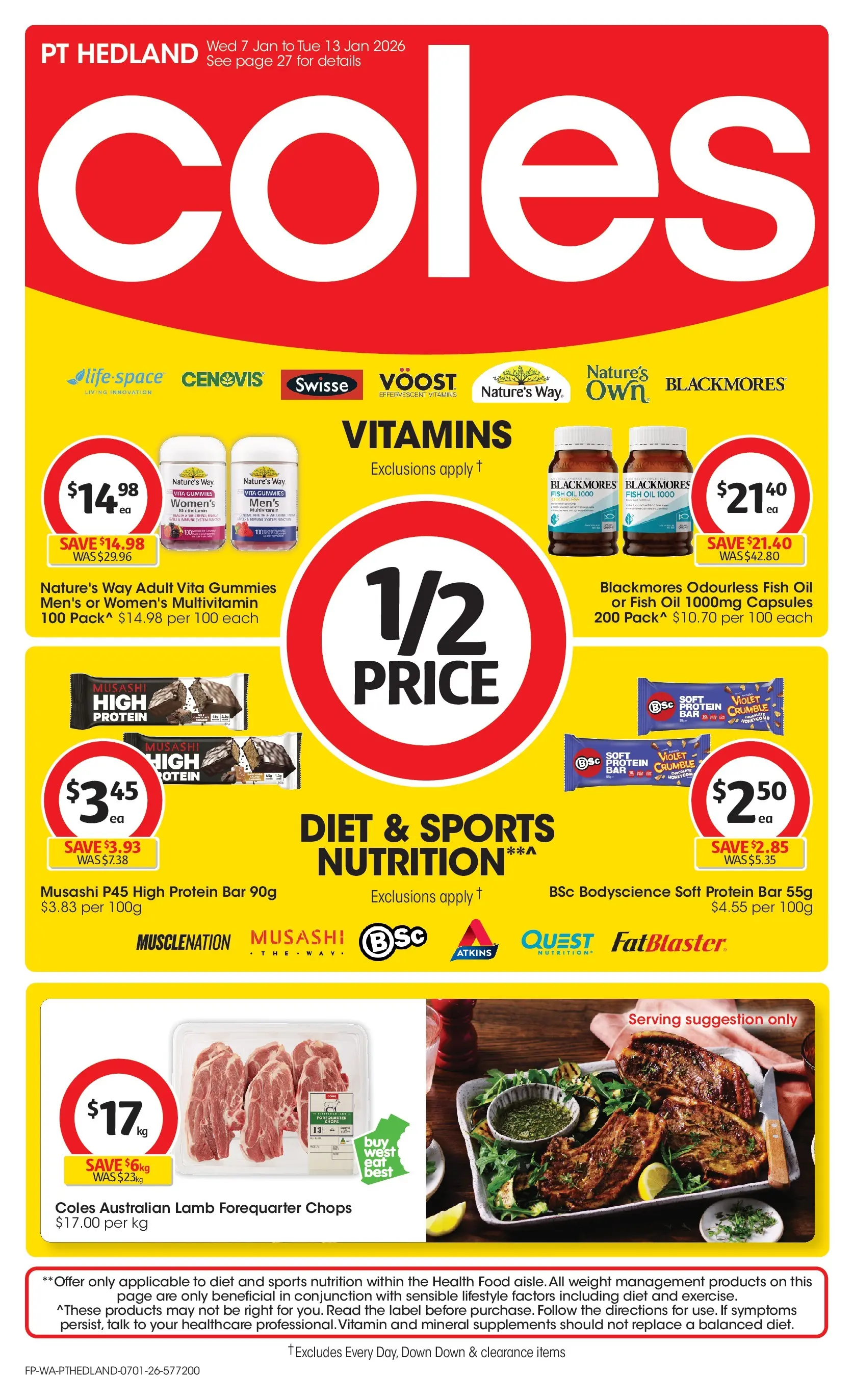 ﻿Coles catalogue valid from 07/01/2026 > Online Australia | Page: 1 | Products: Oil, Lamb, Multivitamin, Weight