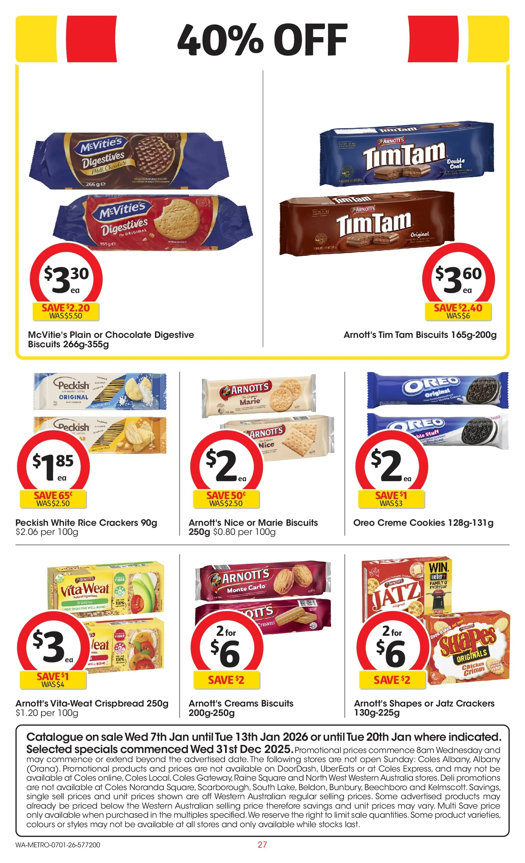 ﻿Coles catalogue valid from 07/01/2026 > Online Australia | Page: 27 | Products: Milk, Rice, Cream, Biscuits