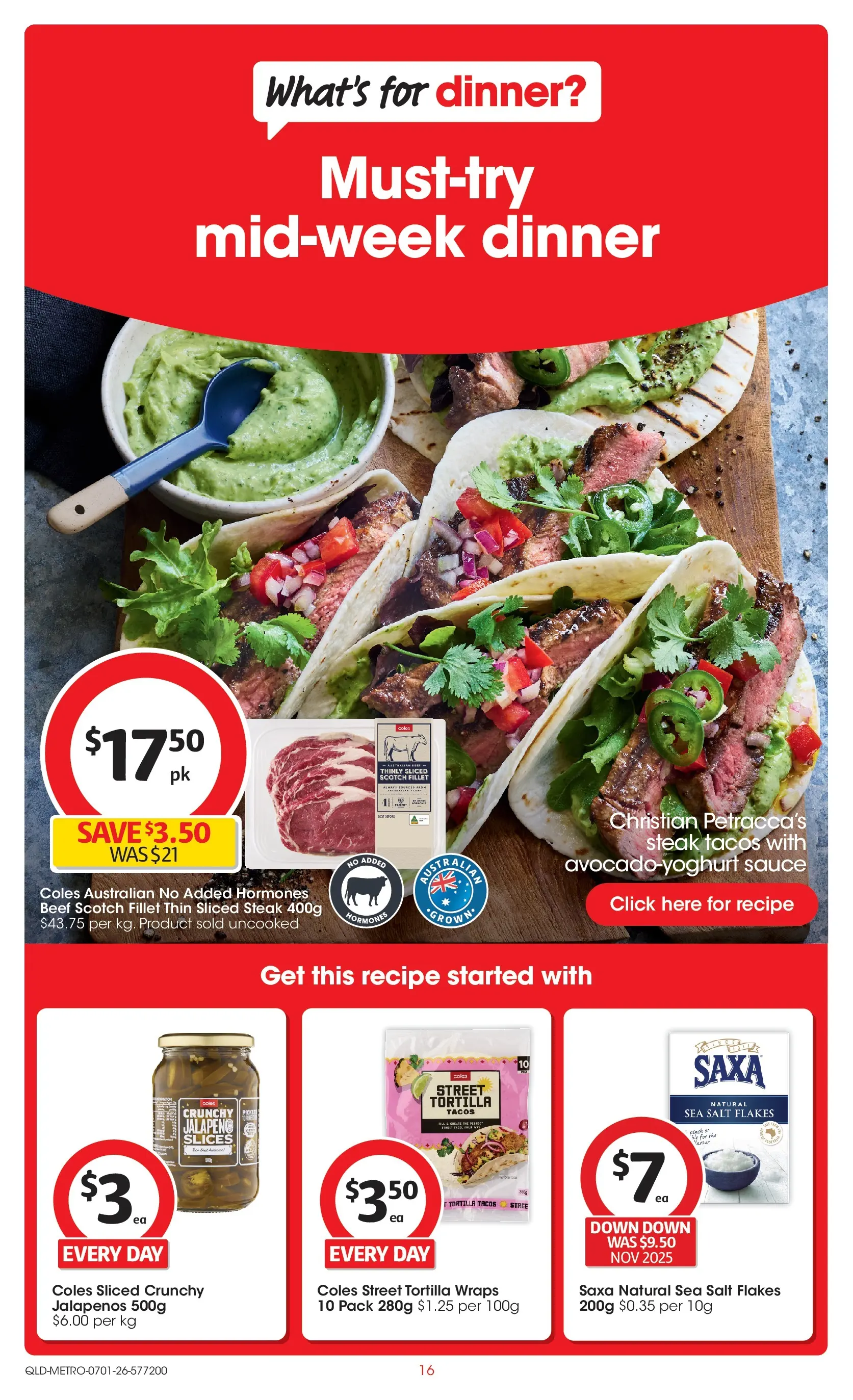﻿Coles catalogue valid from 13/01/2026 > Online Australia | Page: 16 | Products: Beef, Flakes, Steak, Salt