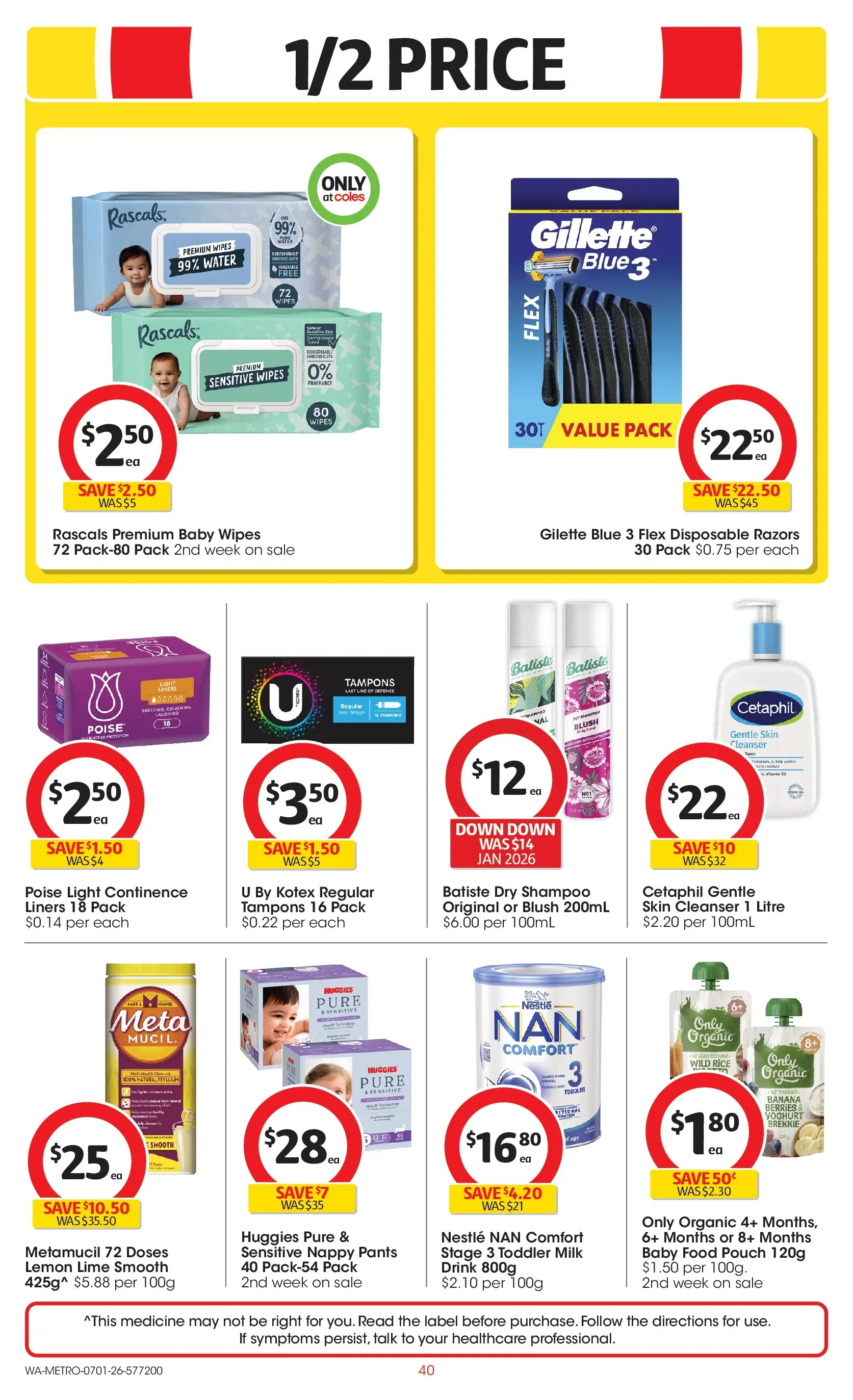 ﻿Coles catalogue valid from 07/01/2026 > Online Australia | Page: 40 | Products: Light, Rice, Water, Razors