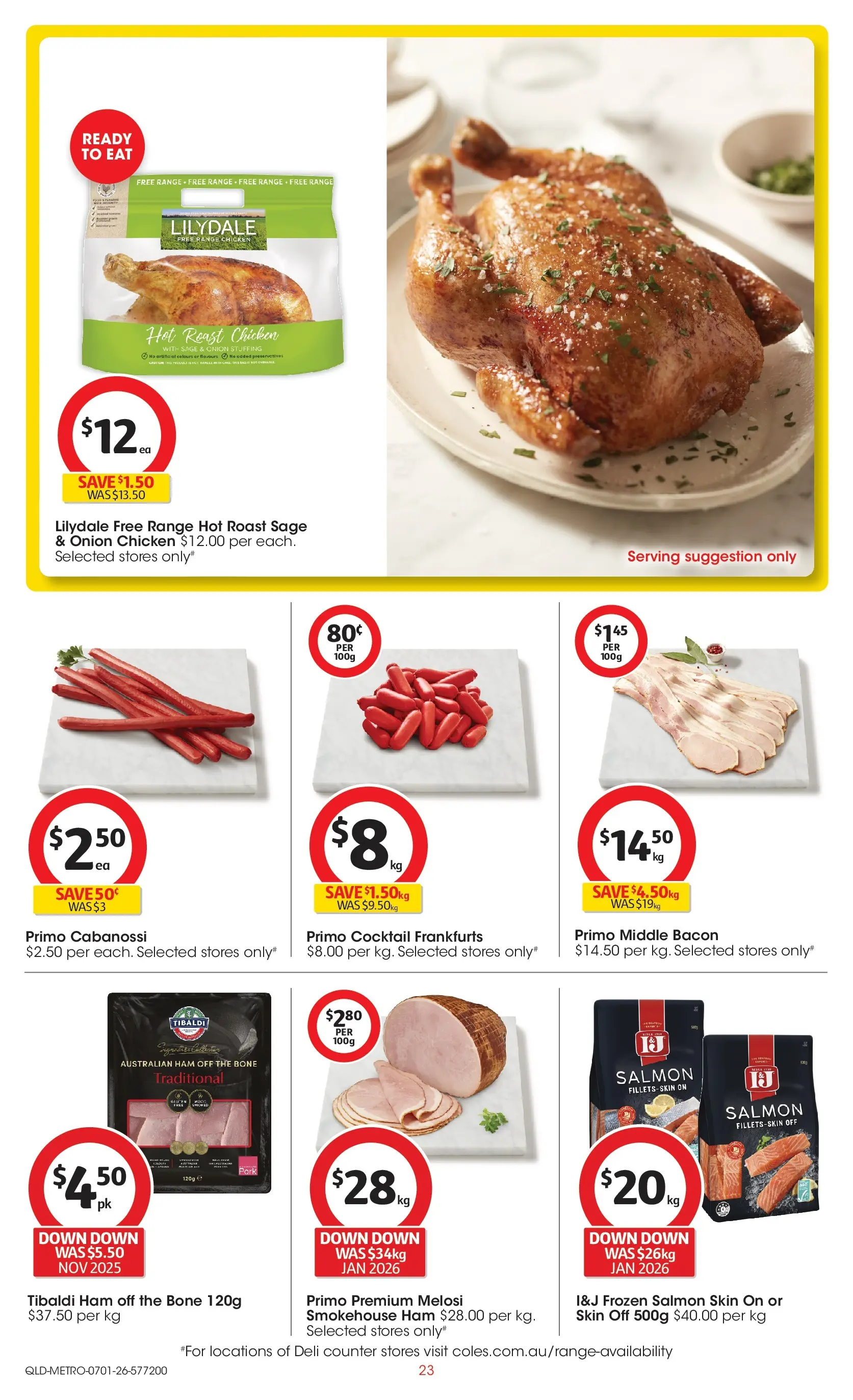 ﻿Coles catalogue valid from 13/01/2026 > Online Australia | Page: 23 | Products: Bacon, Ham, Pork, Salmon