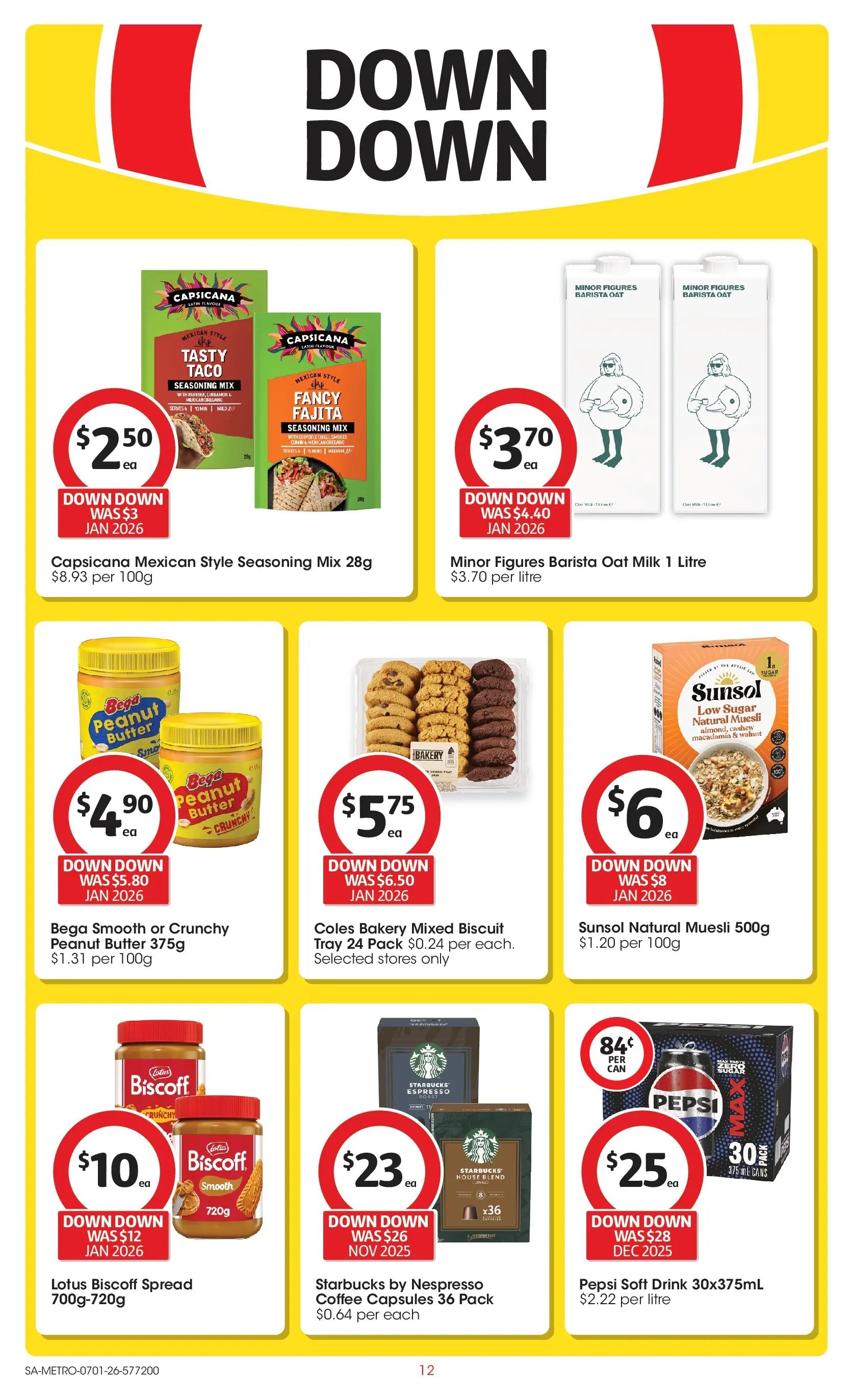 ﻿Coles catalogue valid from 07/01/2026 > Online Australia | Page: 12 | Products: Milk, Coffee, Pepsi, Bakery