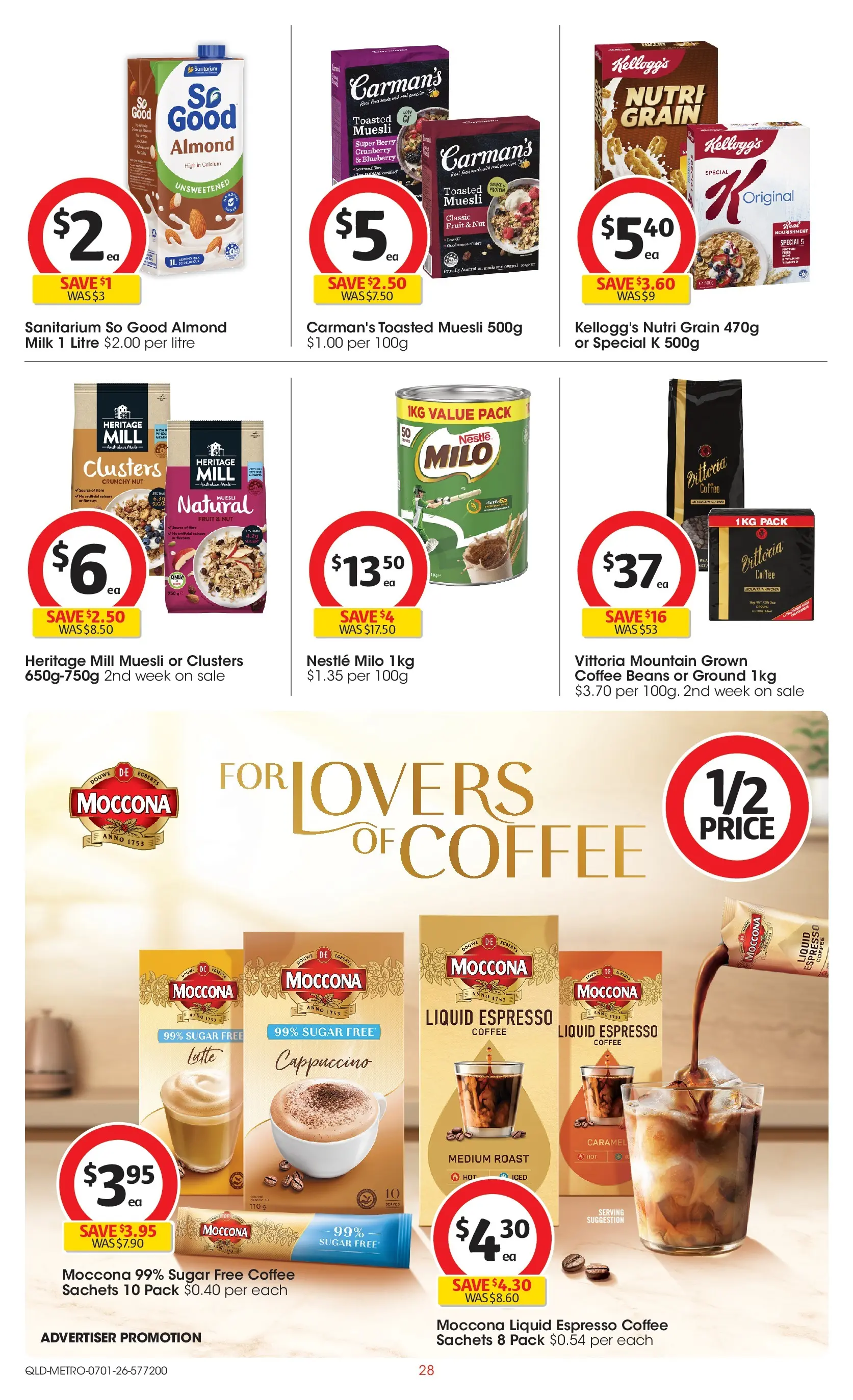 ﻿Coles catalogue valid from 13/01/2026 > Online Australia | Page: 28 | Products: Milk, Coffee, Sugar, Moccona