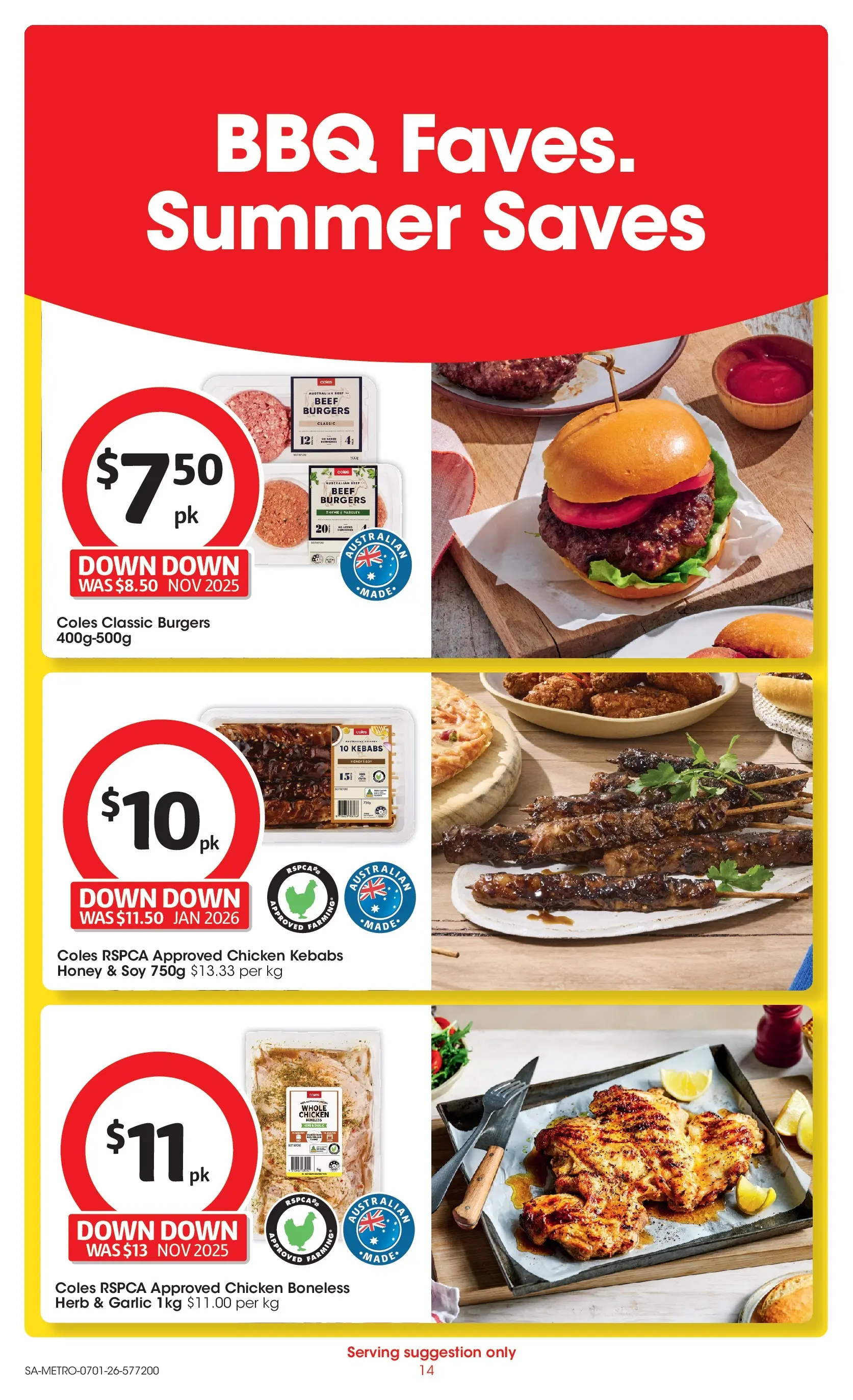 ﻿Coles catalogue valid from 07/01/2026 > Online Australia | Page: 14 | Products: Honey, Chicken, Beef, Garlic