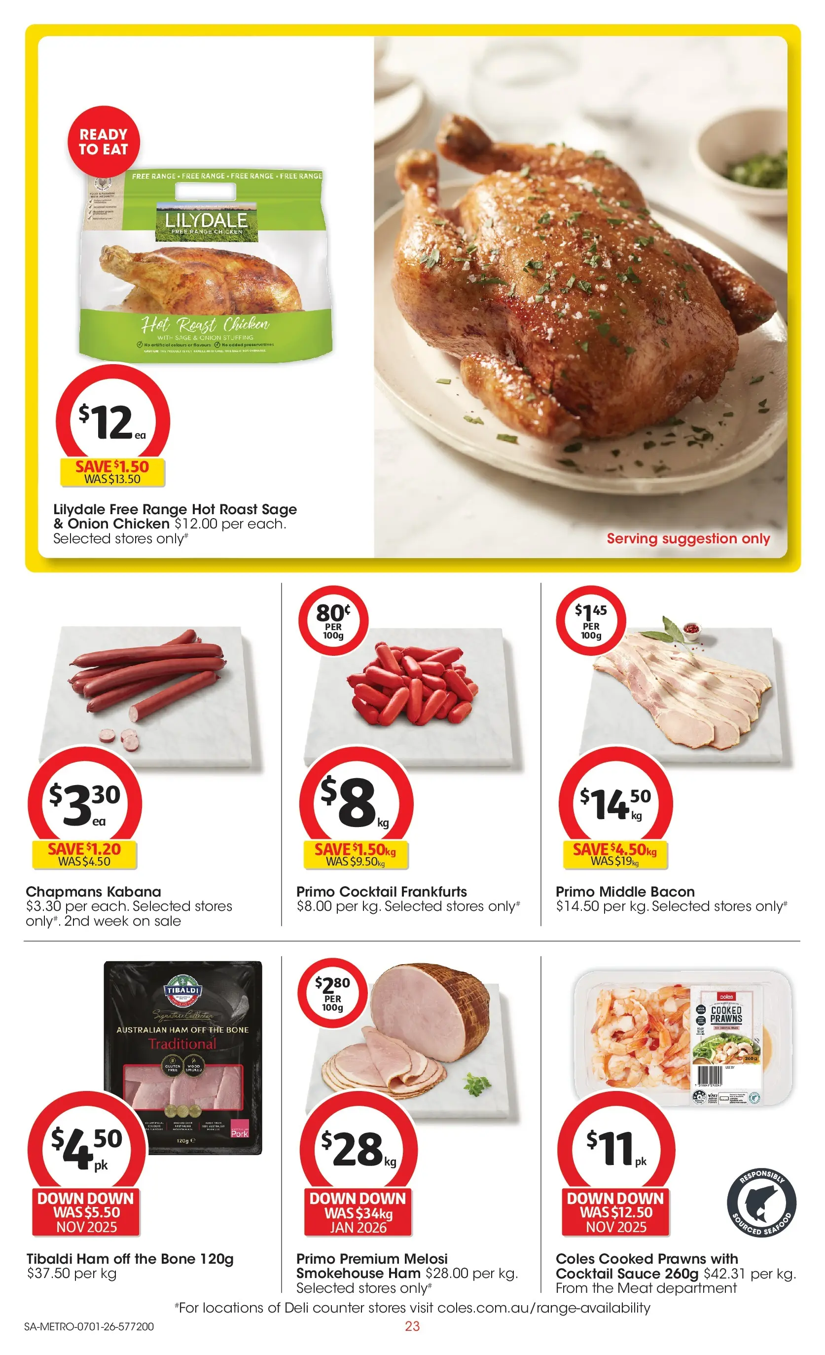 ﻿Coles catalogue valid from 07/01/2026 > Online Australia | Page: 23 | Products: Bacon, Pork, Prawns, Sauce