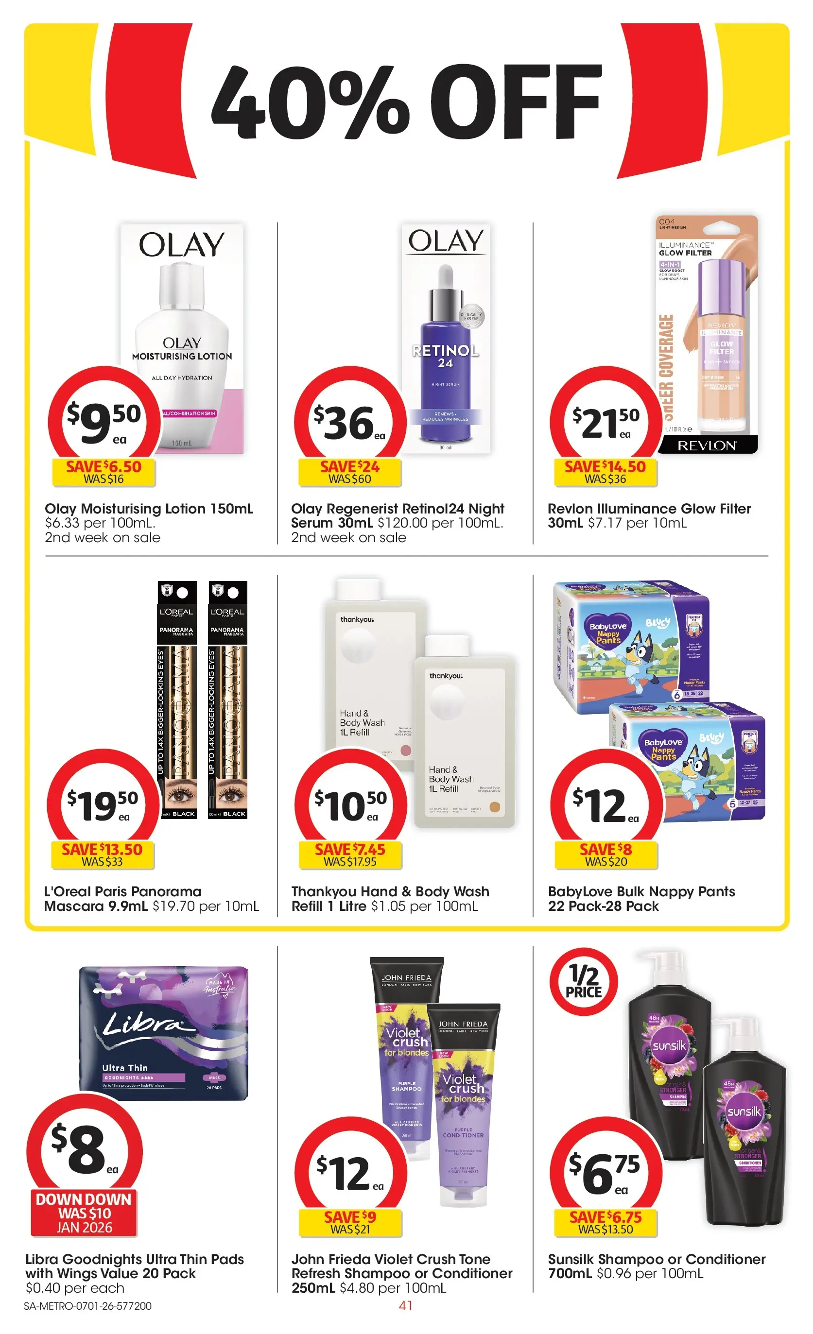 ﻿Coles catalogue valid from 07/01/2026 > Online Australia | Page: 41 | Products: Mascara, Conditioner, Lotion, Retinol