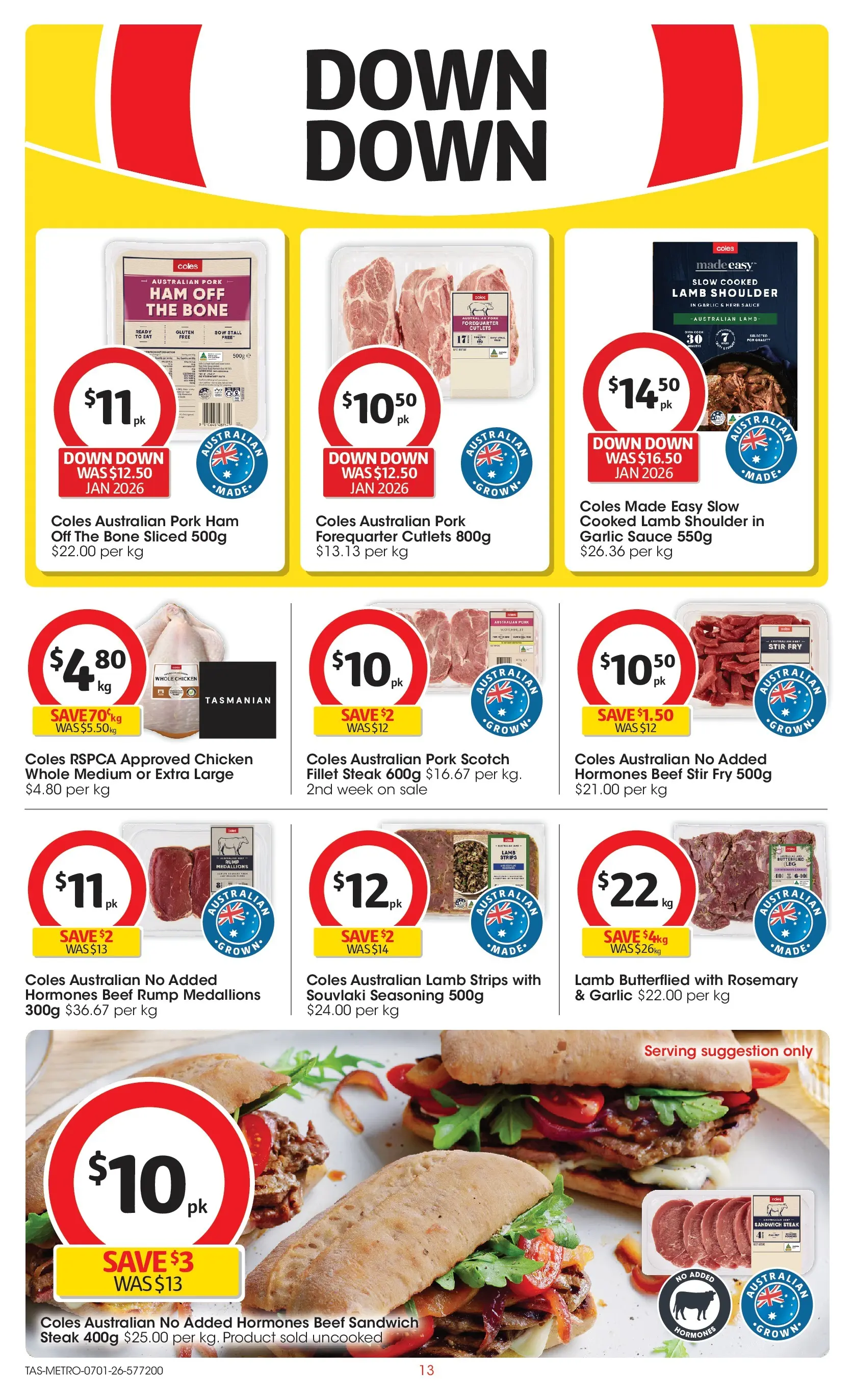 ﻿Coles catalogue valid from 07/01/2026 > Online Australia | Page: 13 | Products: Milk, Pepsi, Sugar, Bakery