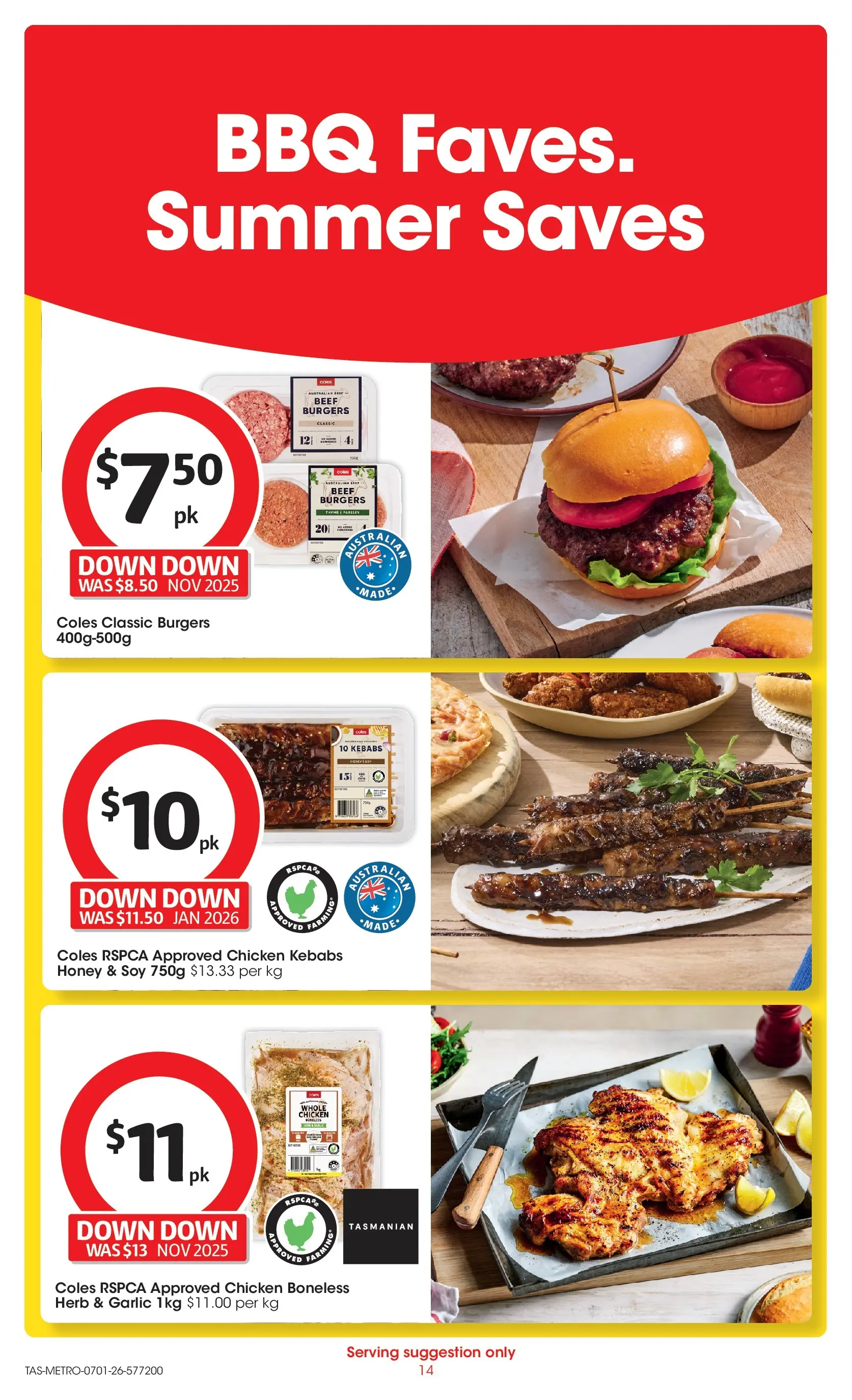 ﻿Coles catalogue valid from 07/01/2026 > Online Australia | Page: 14 | Products: Chicken, Pork, Beef, Garlic