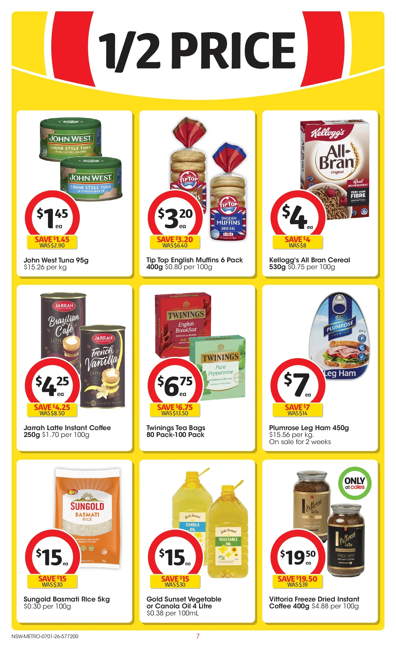 ﻿Coles catalogue valid from 07/01/2026 > Online Australia | Page: 7 | Products: Oil, Tea, Cereal, Tuna