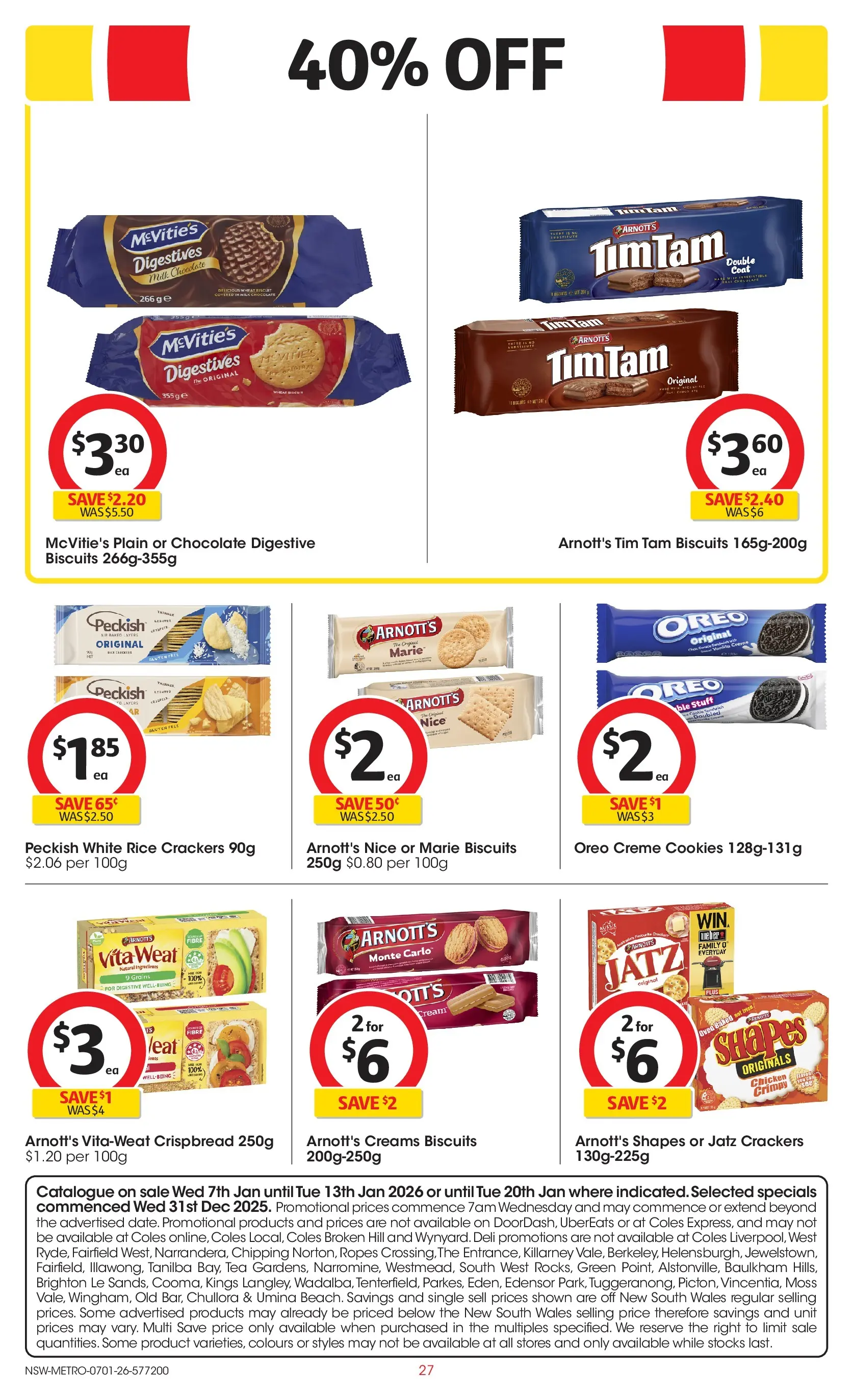 ﻿Coles catalogue valid from 07/01/2026 > Online Australia | Page: 27 | Products: Crackers, Milk, Rice, Coat