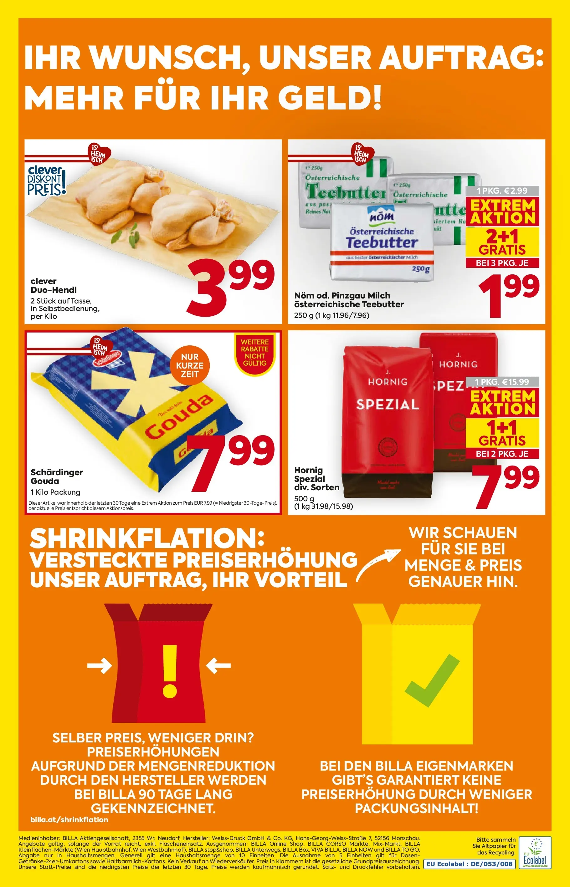 Billa Flugblatt - Moedling, Scheibbs, Schwadorf ab 08.01.2026 - Angebote, Prospekt | Seite: 20 | Produkte: Milch