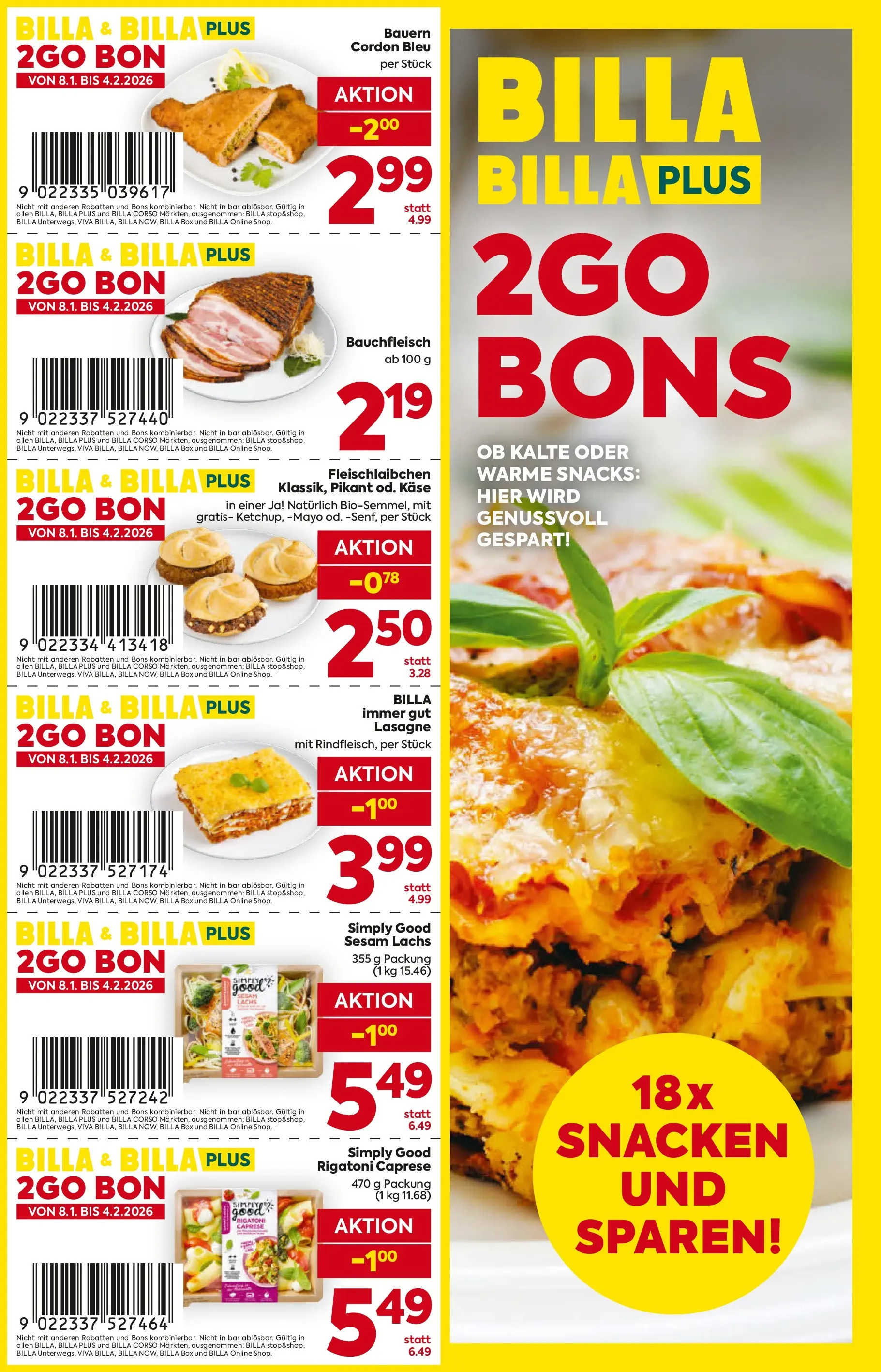 Billa 2Go Bons ab 08.01.2026 - Angebote, Prospekt | Seite: 1 | Produkte: Box, Käse