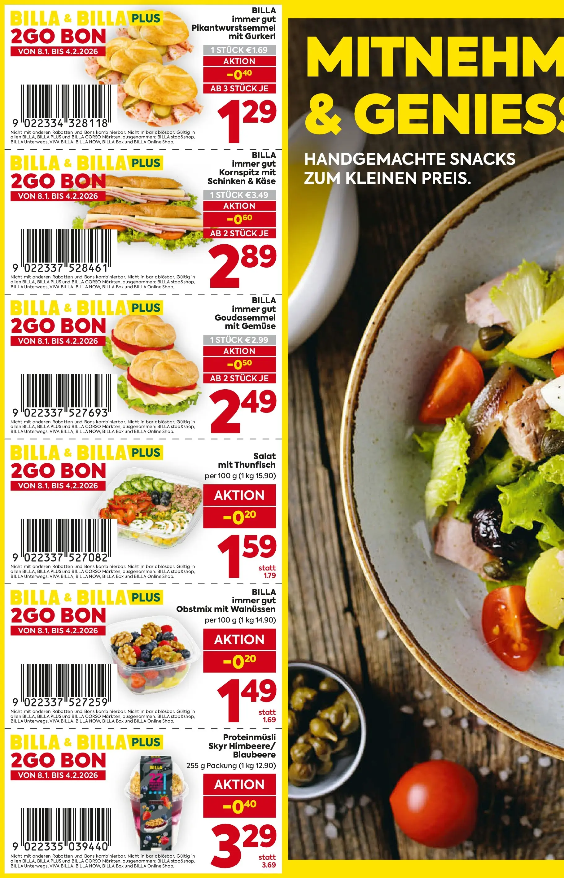 Billa 2Go Bons ab 08.01.2026 - Angebote, Prospekt | Seite: 2 | Produkte: Gemüse, Box, Käse, Schinken