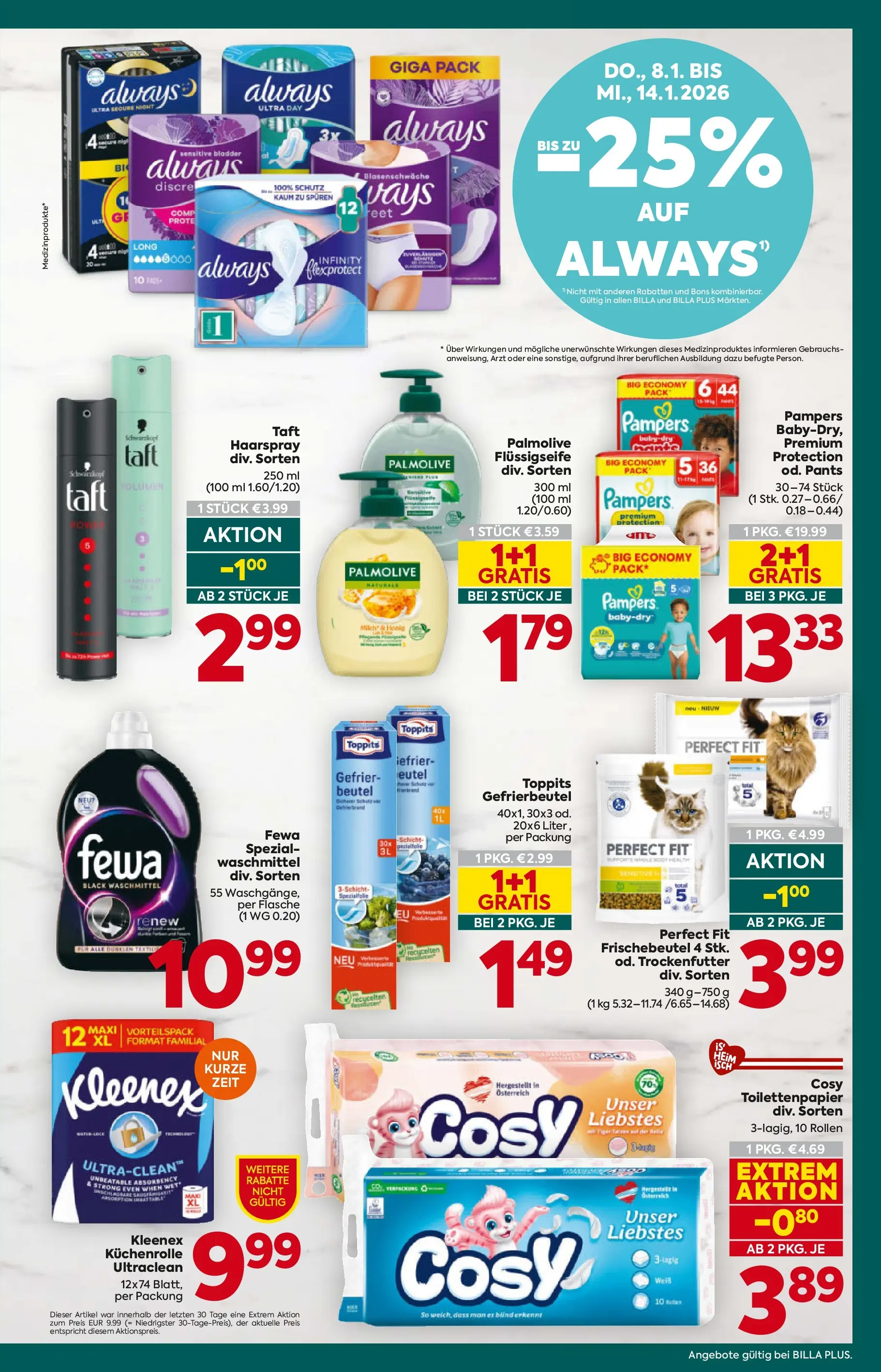 Billa Plus Flugblatt - Wien von 08.01.2026 - Aktuelle Angebote | Seite: 19 | Produkte: Pampers, Haarspray, Waschmittel