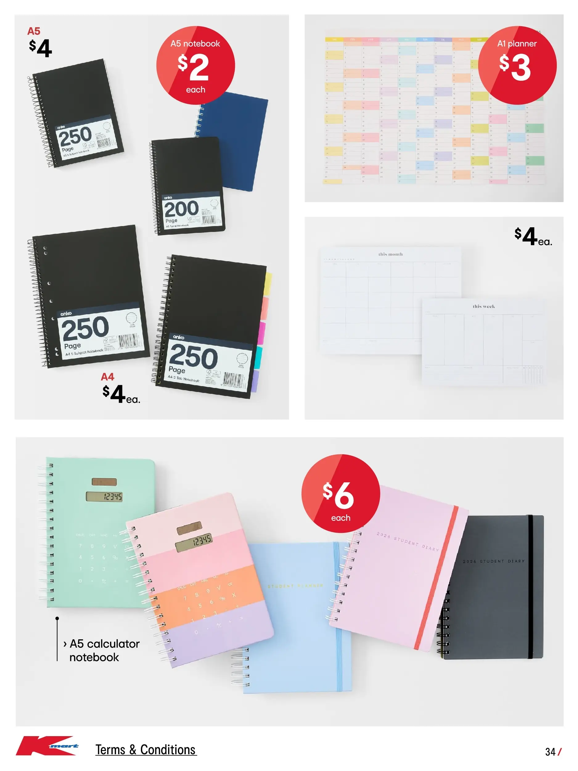﻿Kmart catalogue valid from 08/01/2026 > Online Australia | Page: 34 | Products: Notebook, Calculator