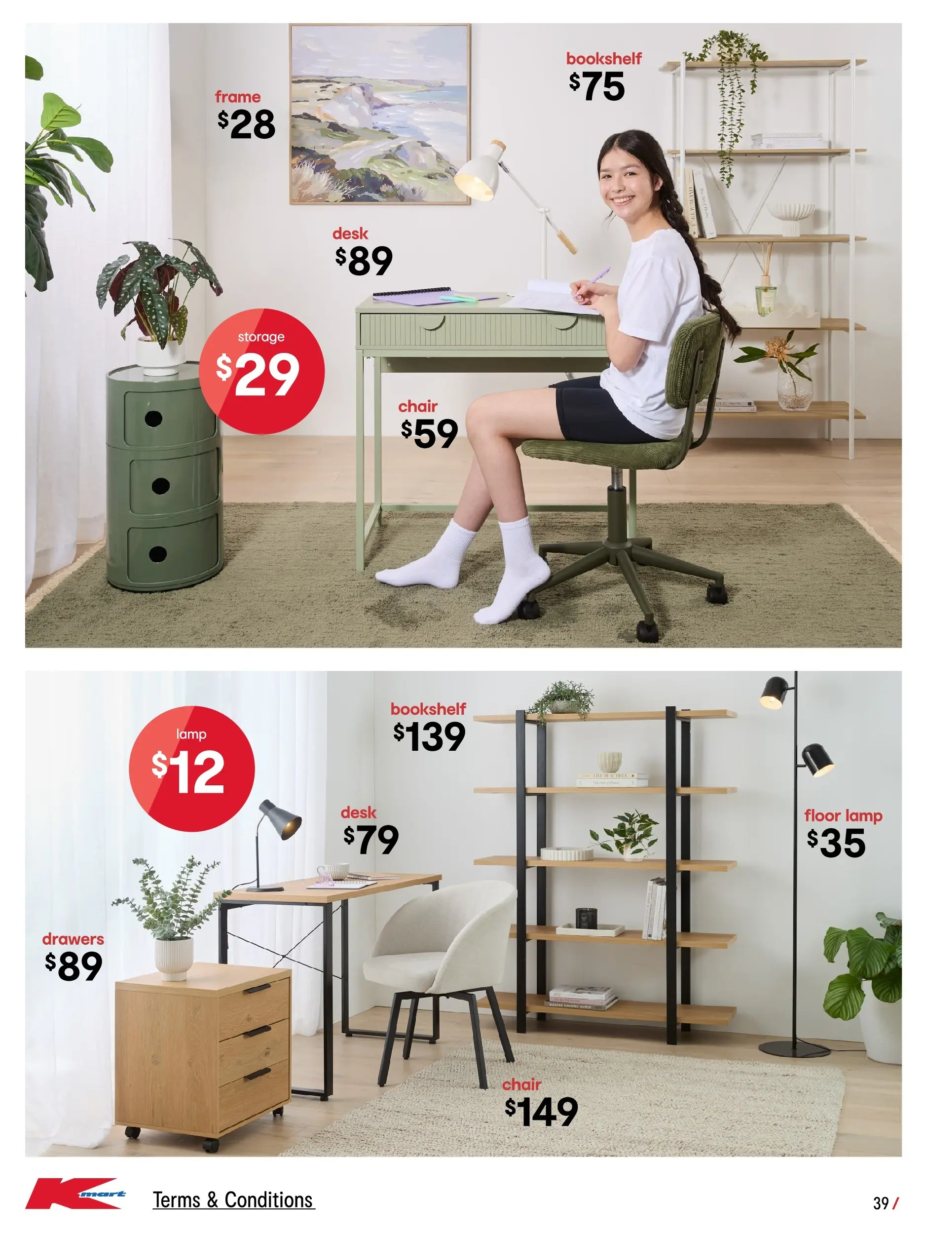﻿Kmart catalogue valid from 08/01/2026 > Online Australia | Page: 39 | Products: Chair, Bookshelf, Desk, Floor lamp