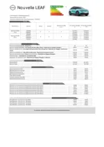 Nissan Fiche tarifaire leaf - au 31.01.2026