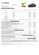 Nissan Fiche tarifaire ariya - au 31.01.2026
