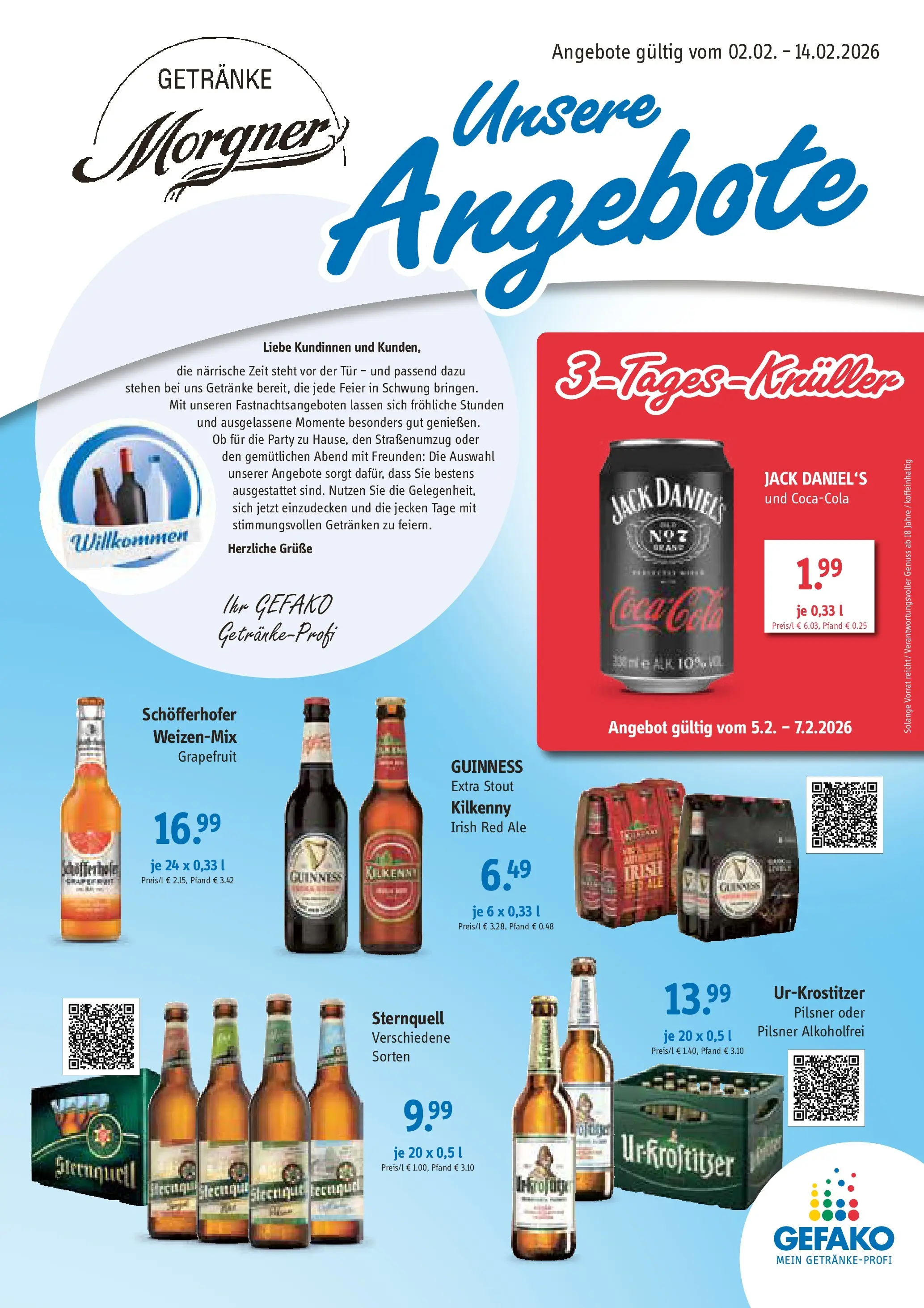 Angebote - Getränke Morgner: Angebote (ab 01.02.2026) zum Blättern | Seite: 1 | Produkte: Cola, Tür, Jack Daniel's, Grapefruit