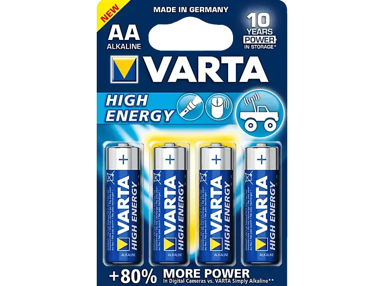 Varta Batterie High Energy AA Mignon LR06, 4er Pack