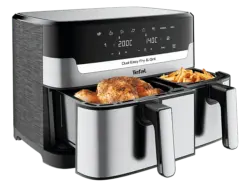 Tefal EY905D Dual Easy Fry & Grill Doppelkammer-Hei&szlig;luftfritteuse mit 2 Garzonen 8,3 l, 2700 Watt, Schwarz