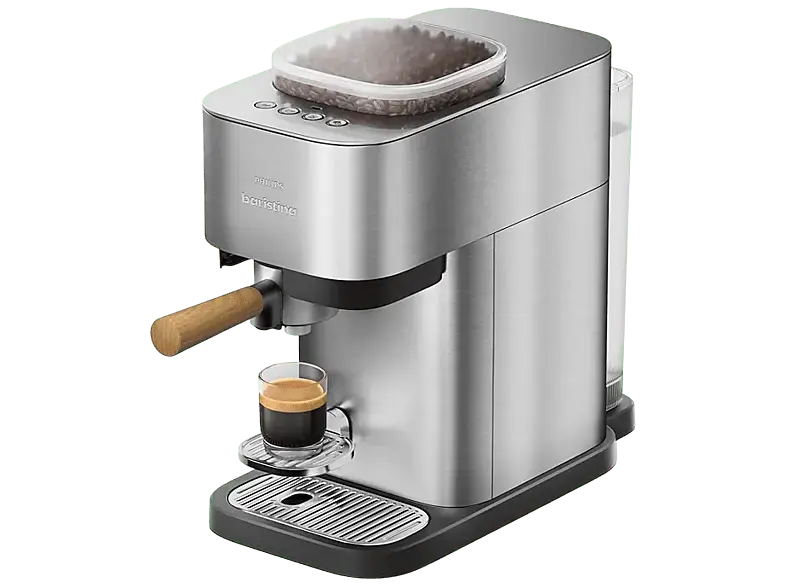 Philips BA500/00 Baristina Plus Espressomaschine (Edelstahl/Eschenholz, Mahlwerk aus Keramik, 1600 Watt, 16 bar)