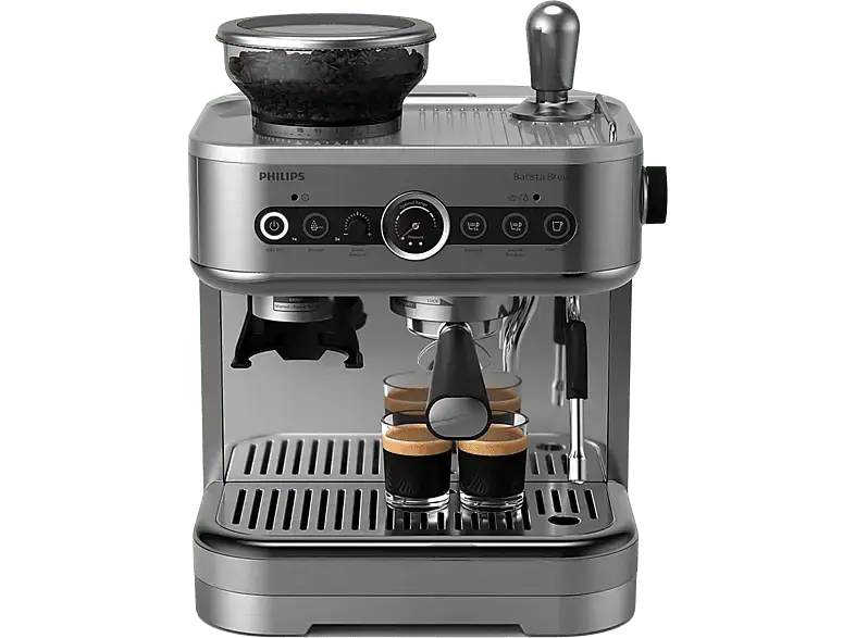 Philips PSA3218/01 Barista Brew Halbautomatische Espressomaschine (Silber, Konisches Mahlwerk aus Metall, 1350 Watt, 15 bar)