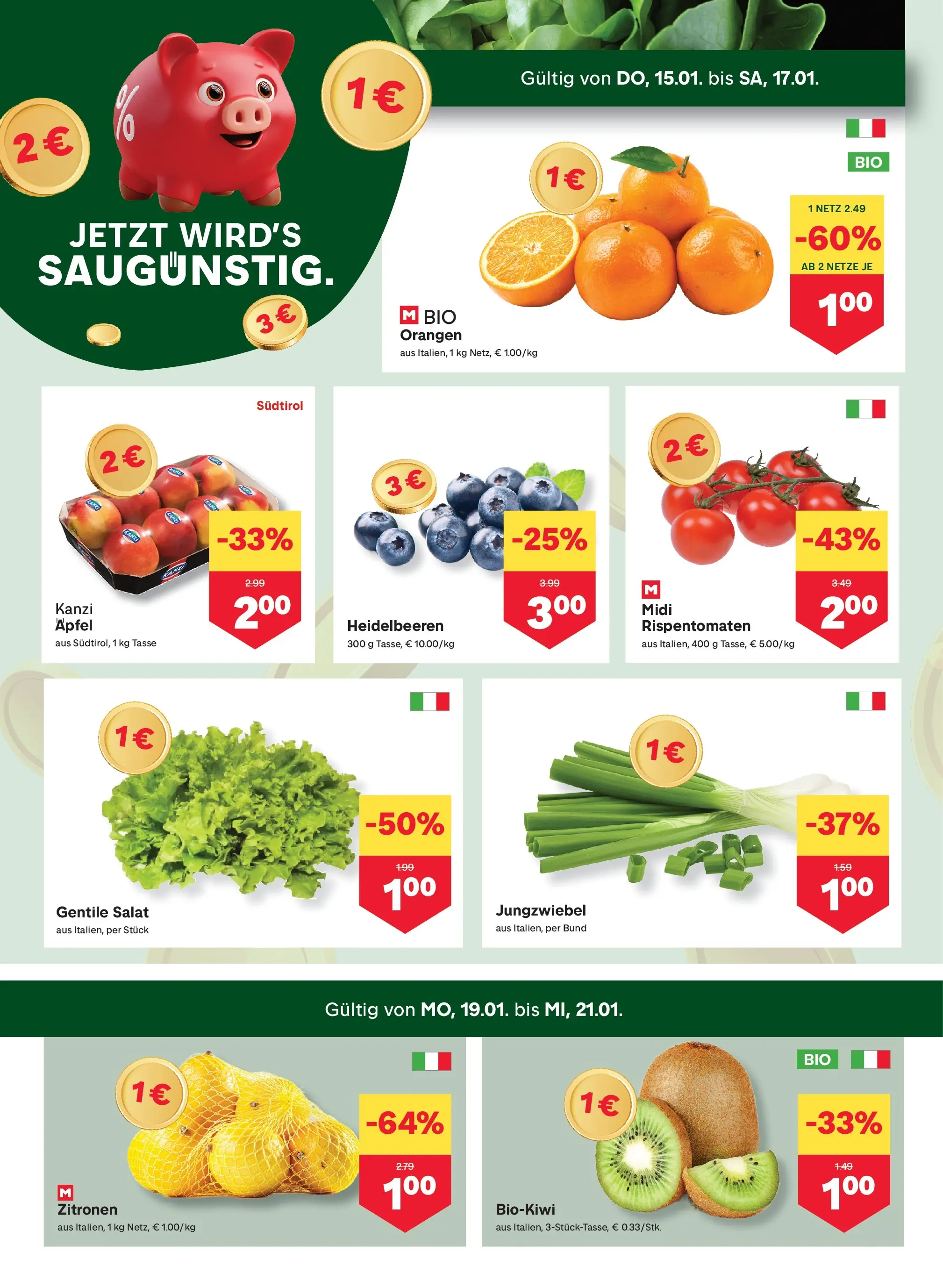 MPREIS Velden von 15.01.2026 - Aktuelle Angebote | Seite: 2 | Produkte: Salat, Äpfel, Orangen