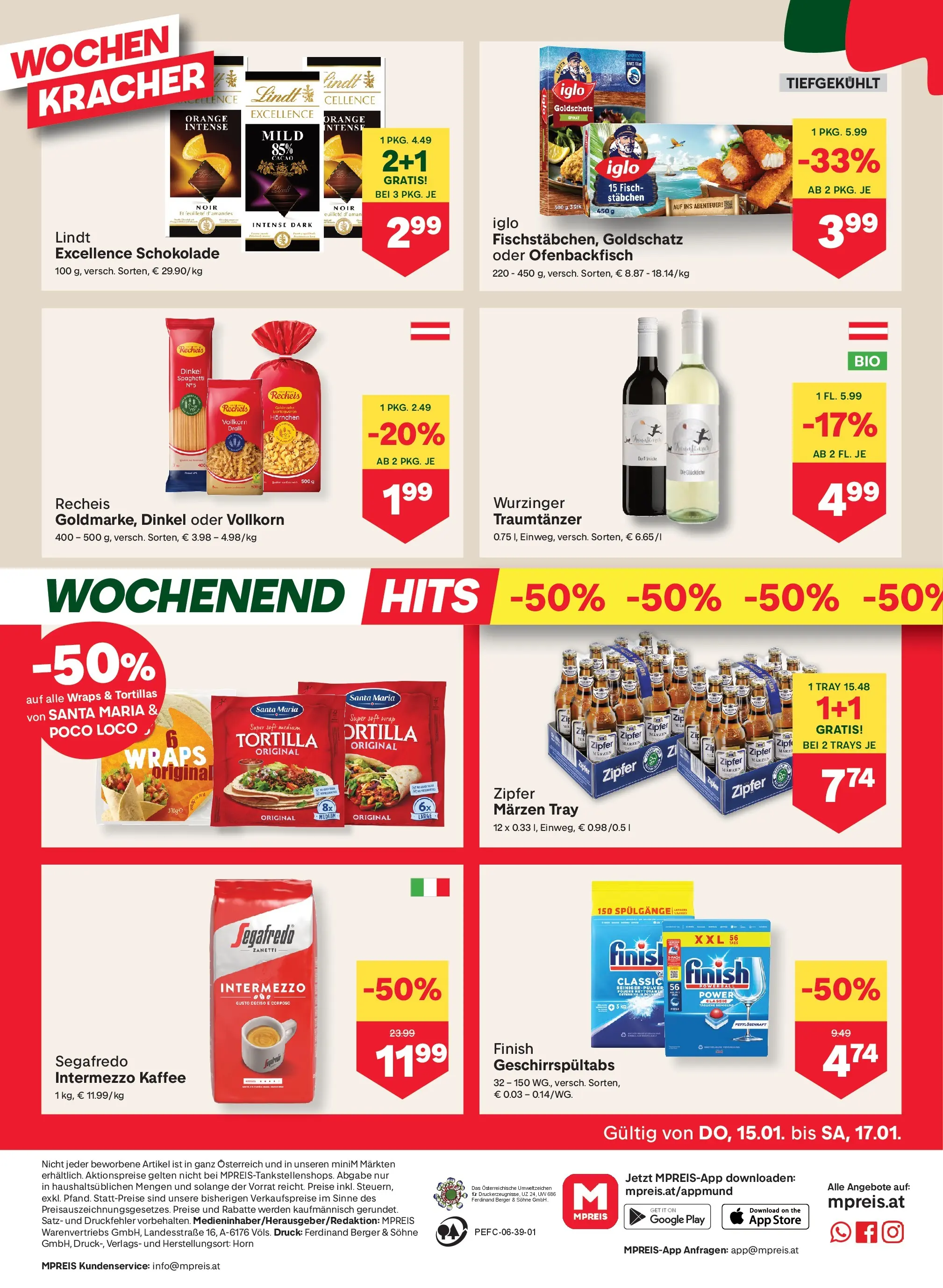 MPREIS Velden von 15.01.2026 - Aktuelle Angebote | Seite: 12 | Produkte: Hajdina liszt, Kaffee, Schokolade, Fisch