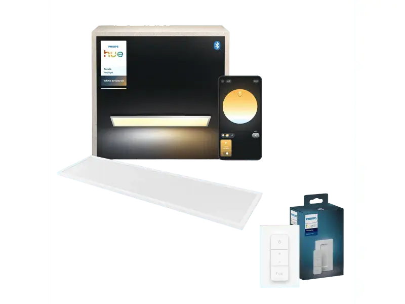 Philips Hue White Ambiance Aurelle Panel 120x30 cm weiss Art.-Nr. 4332540, Einzelpreis 179,99 € + Philips Hue Dimmschalter Art.-Nr. 1559608, Einzelpreis 18,99 €