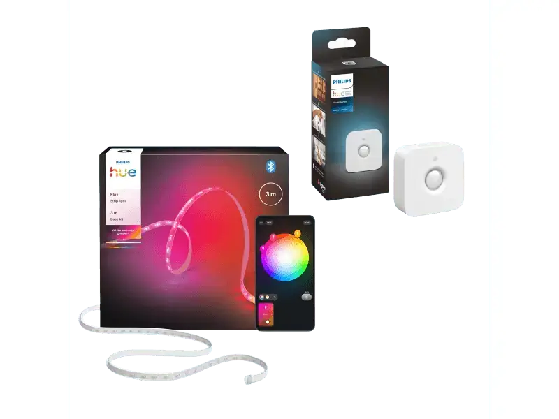 Philips Hue Gradient Flux Lightstrip 3m Art.-Nr. 7821382, Einzelpreis 69,99 &euro; + Philips Hue Bewegungsmelder Indoor Art.-Nr. 5341714, Einzelpreis 38,99 &euro;