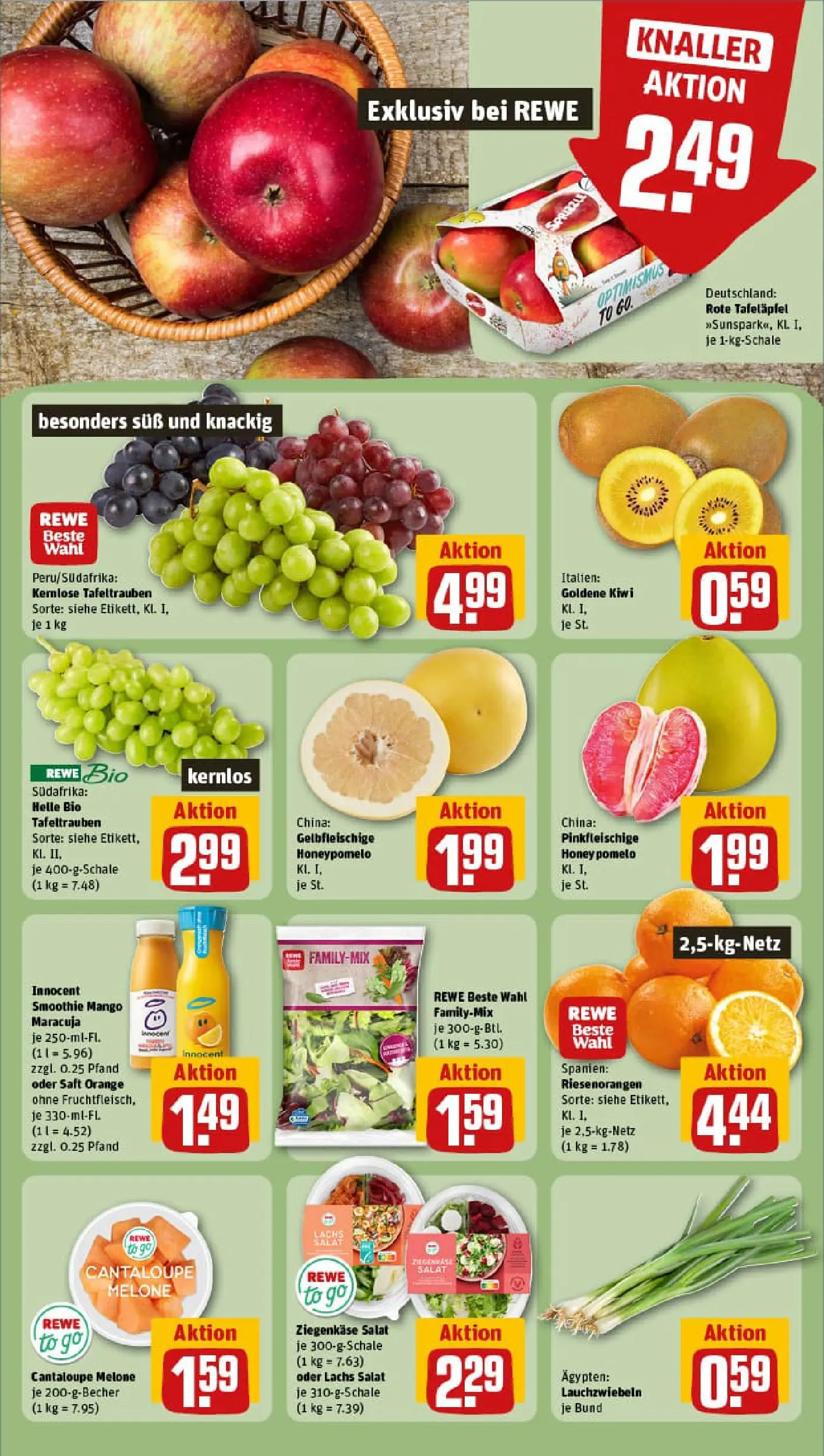 REWE Prospekt ab 11.01.2026 zum Blättern » Angebote | Seite: 8 | Produkte: Ziegenkäse, Mango, Kiwi, Salat