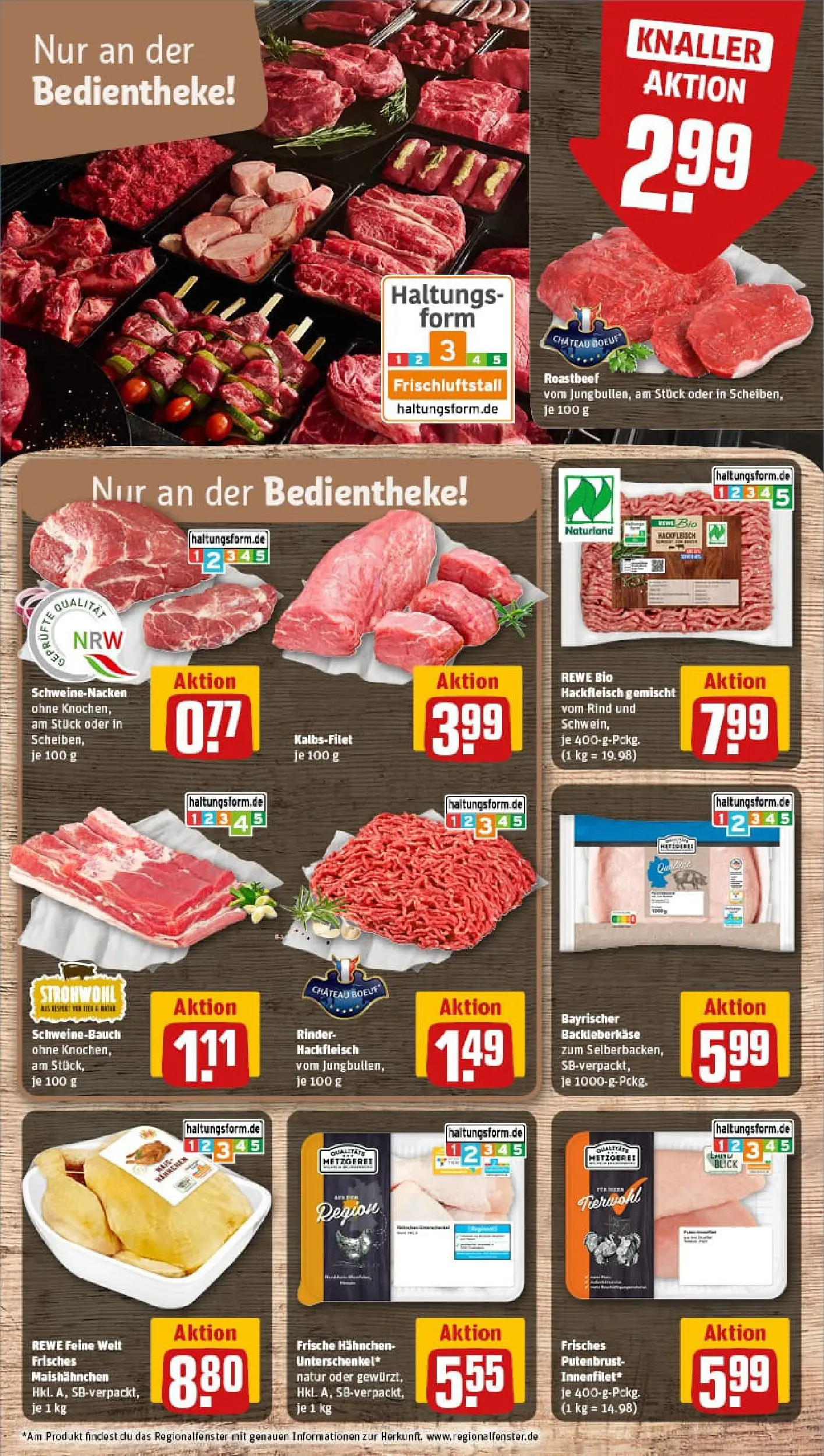 REWE Prospekt ab 11.01.2026 zum Blättern » Angebote | Seite: 8 | Produkte: Hahnchen, Schweinebauch, Roastbeef, Hackfleisch