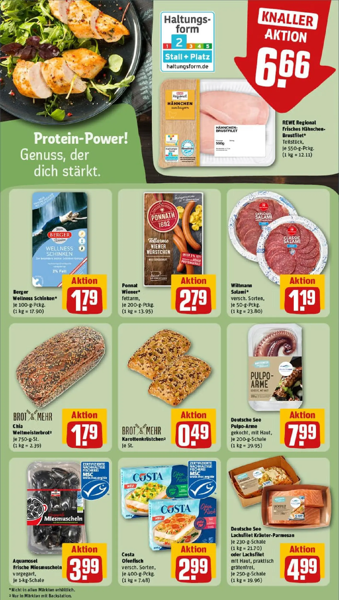 REWE Prospekt ab 11.01.2026 zum Blättern » Angebote | Seite: 18 | Produkte: Hahnchen, Brot, Salami, Schinken